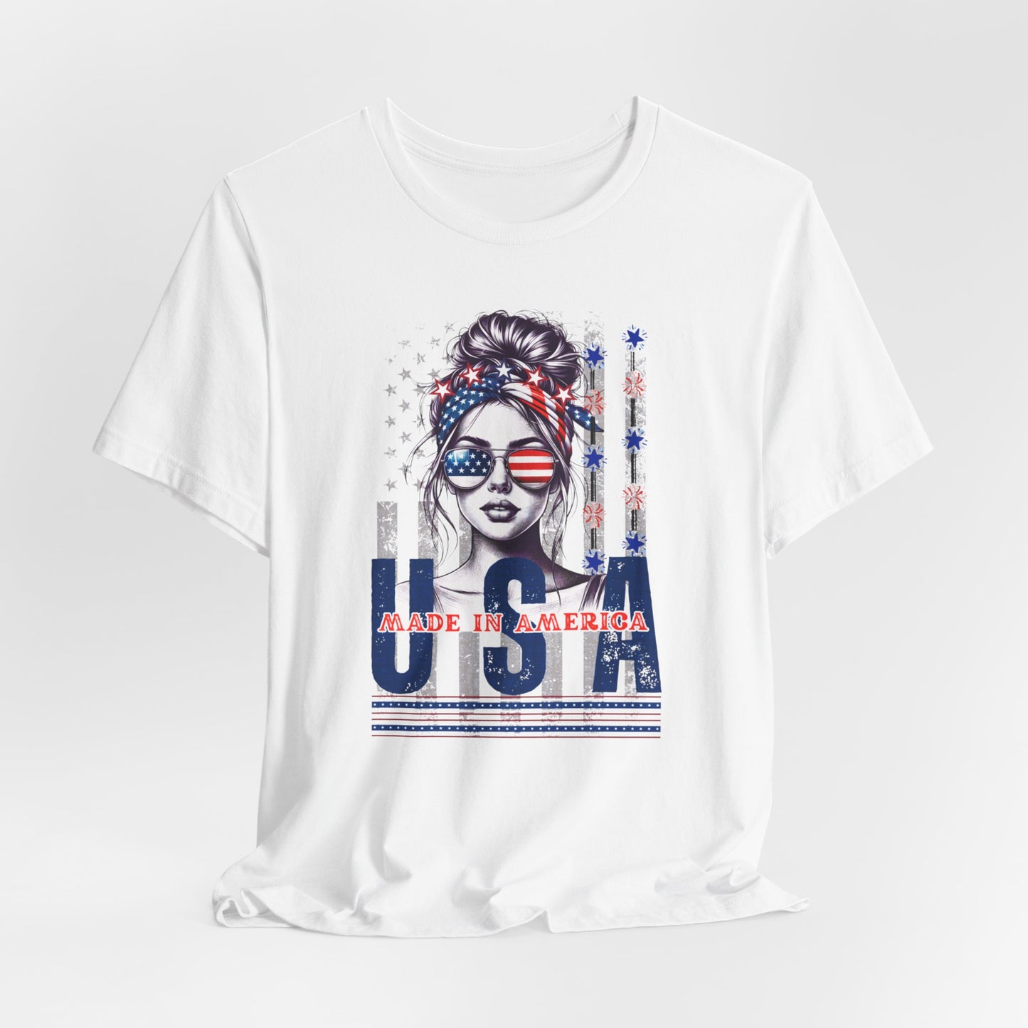 4th of July T-shirt, Red White Blue T-Shirt, Fourth of July unisex jersey short sleeve,  America, Flag, Peace Love America. Proud To Be An American, Red White Blue.