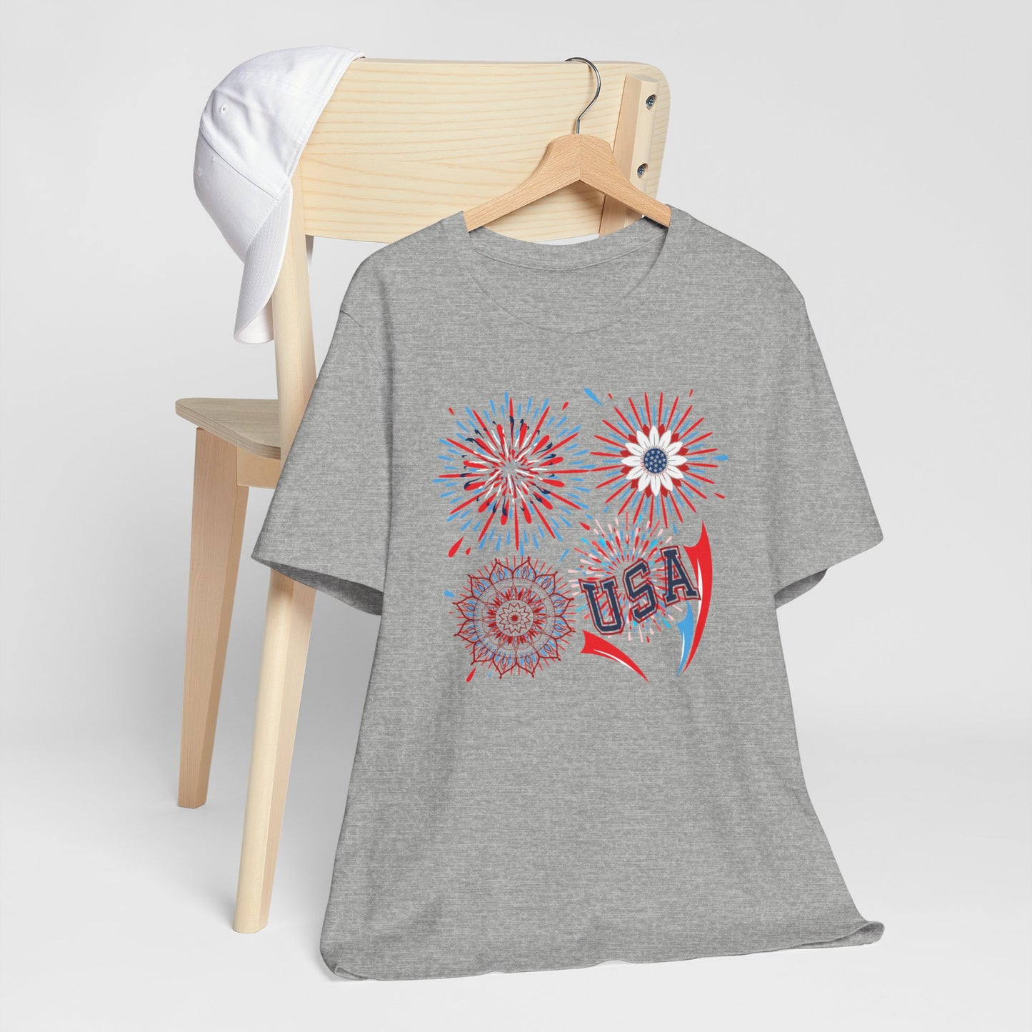 4th of July T-shirt, Red White Blue T-Shirt, Fourth of July unisex jersey short sleeve,  America, Flag, Peace Love America. Proud To Be An American, Red White Blue.