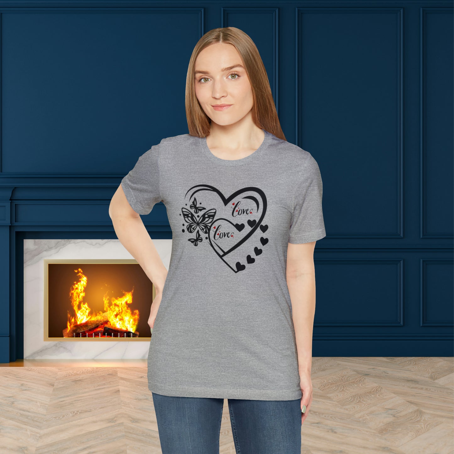 Happy valentines day butterfly heart shape Unisex Jersey Short Sleeve Tee