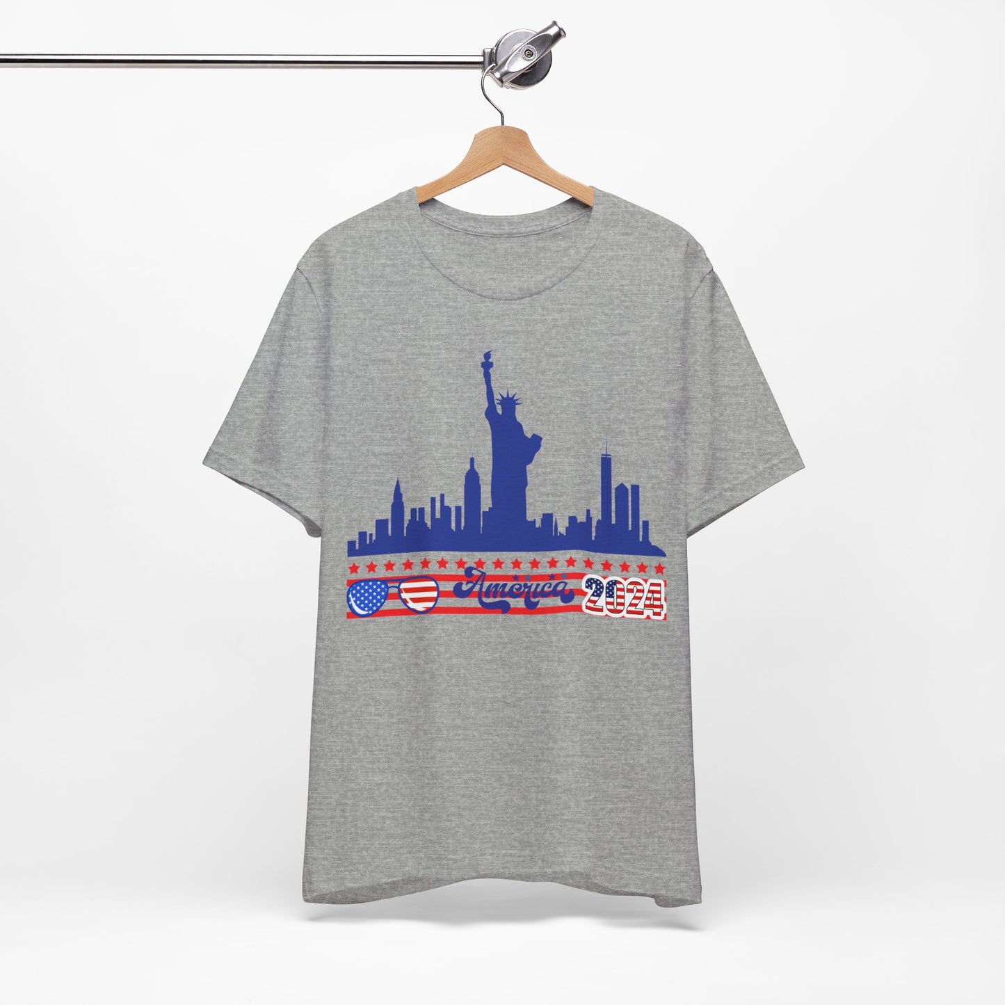 4th of July T-shirt, Sweet Land Of Liberty T-Shirt, Fourth of July unisex jersey short sleeve, America, Flag, Peace Love America. Proud To Be An American, Red White Blue.