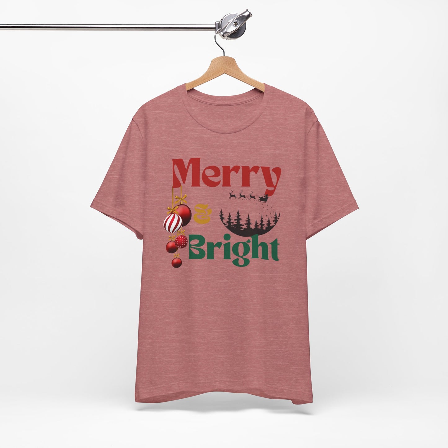 merry & Bright Unisex Tee, Christmas Shirt, Christmas Outfit, Merry Christmas T-shirt, Merry Christmas 2024 T-shirt, Christmas Gift, Family Holiday Outfit.