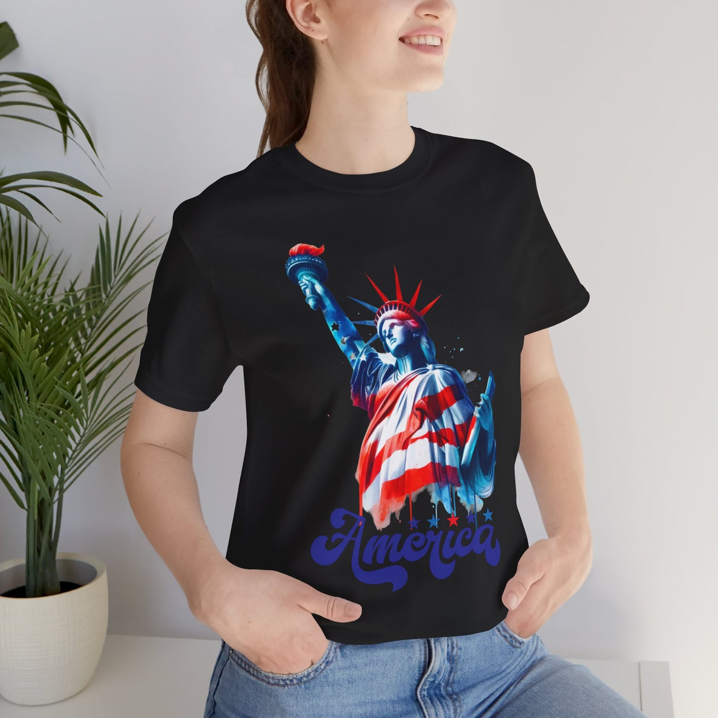 4th of July T-shirt, Sweet Land Of Liberty T-Shirt, Fourth of July unisex jersey short sleeve, America, Flag, Peace Love America. Proud To Be An American, Red White Blue.