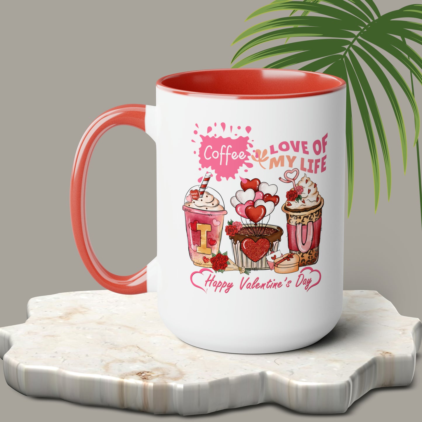 Happy valentines day Two-Tone Coffee Mugs, 15oz