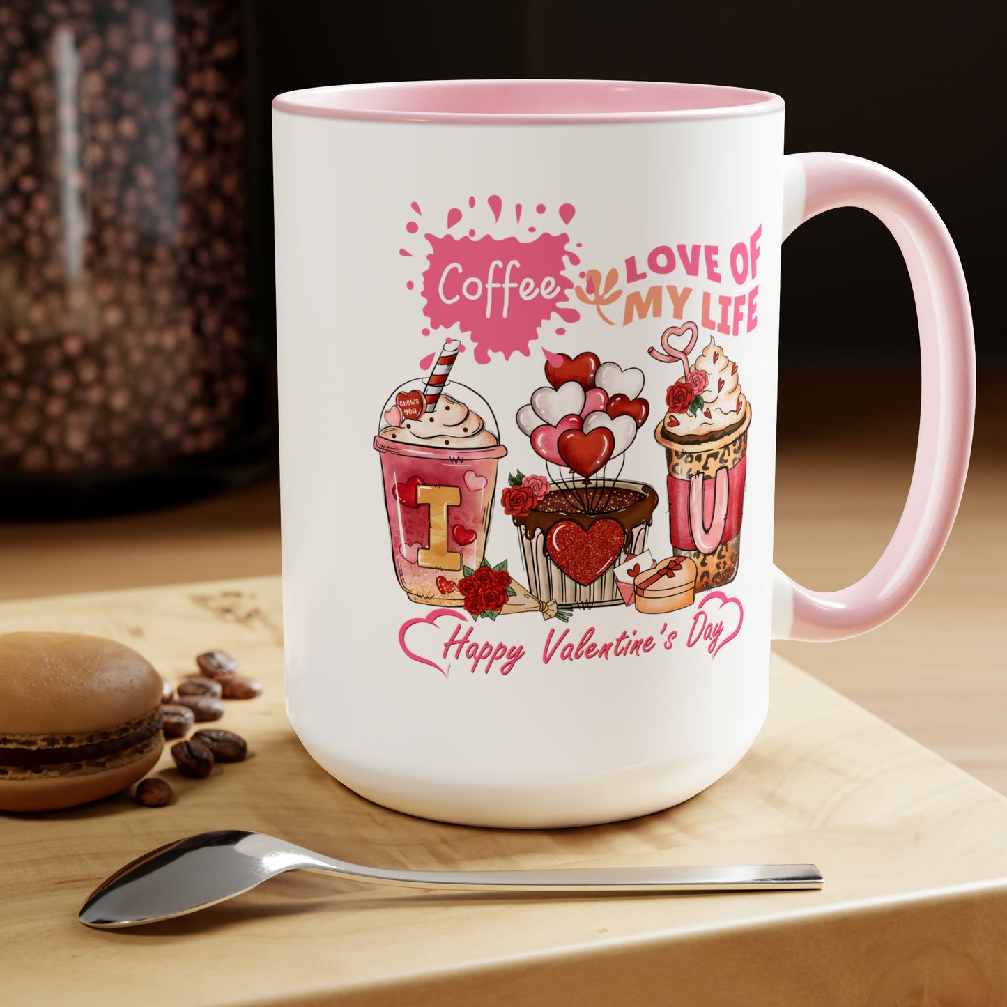 Happy valentines day Two-Tone Coffee Mugs, 15oz