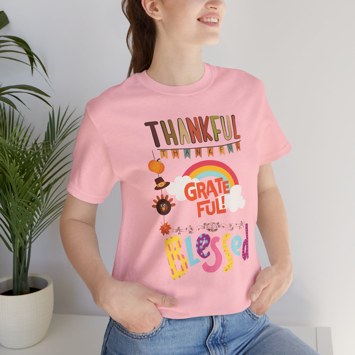 Thankful Grateful Blessed T-shirt, Happy Thanksgiving T-shirt, Happy thanksgiving 2024 T-shirt, Thanksgiving Gift,Turkey Shirt, Family Thanksgiving, Holiday Outfit.