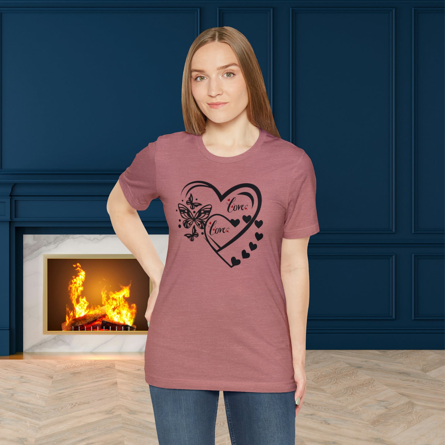 Happy valentines day butterfly heart shape Unisex Jersey Short Sleeve Tee