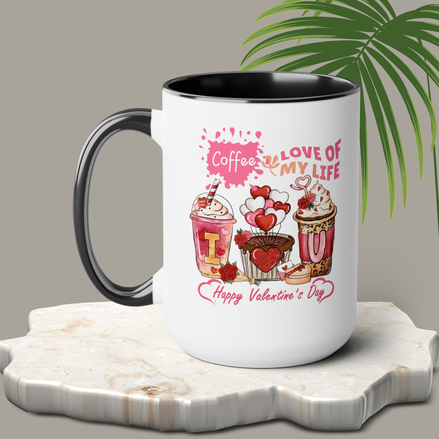 Happy valentines day Two-Tone Coffee Mugs, 15oz