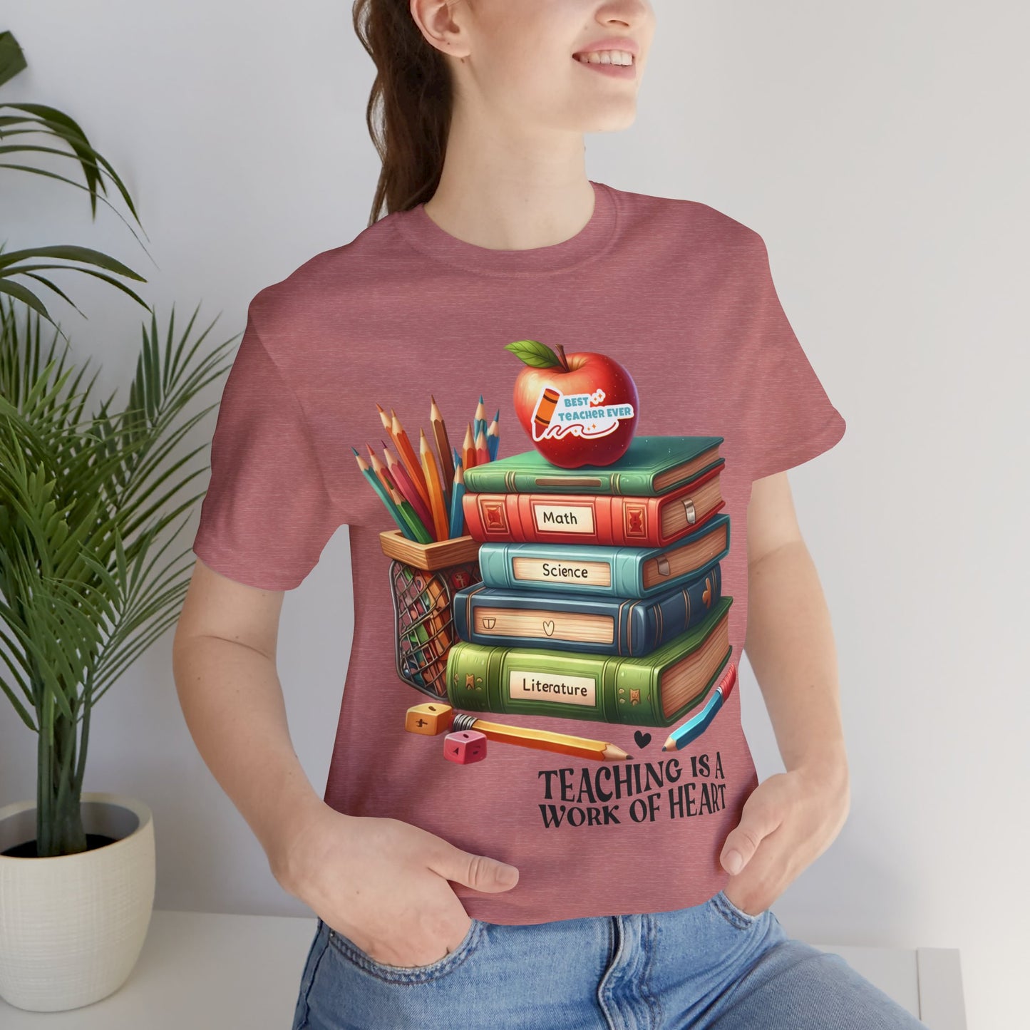 Teaching Is A Work Of Heart T-shirt, Hello Teacher T-Shirt, Back To School T-Shirt, Teach Love Inspire Teacher Shirt, Teacher Back To school unisex jersey short sleeve.First Day Vibes T-Shirt.