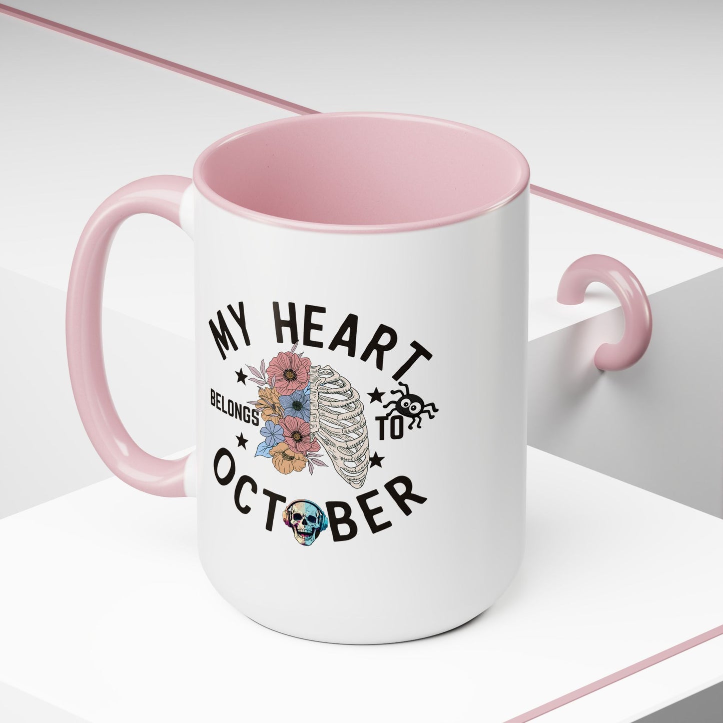 My Heart Belongs To October Halloween Coffee Mug,  Let's Go Halloween Coffee Mug, Trick or Treat Halloween Coffee Mug, Cute Skeleton Coffee Mug, Spooky Season Halloween Coffee Mug.