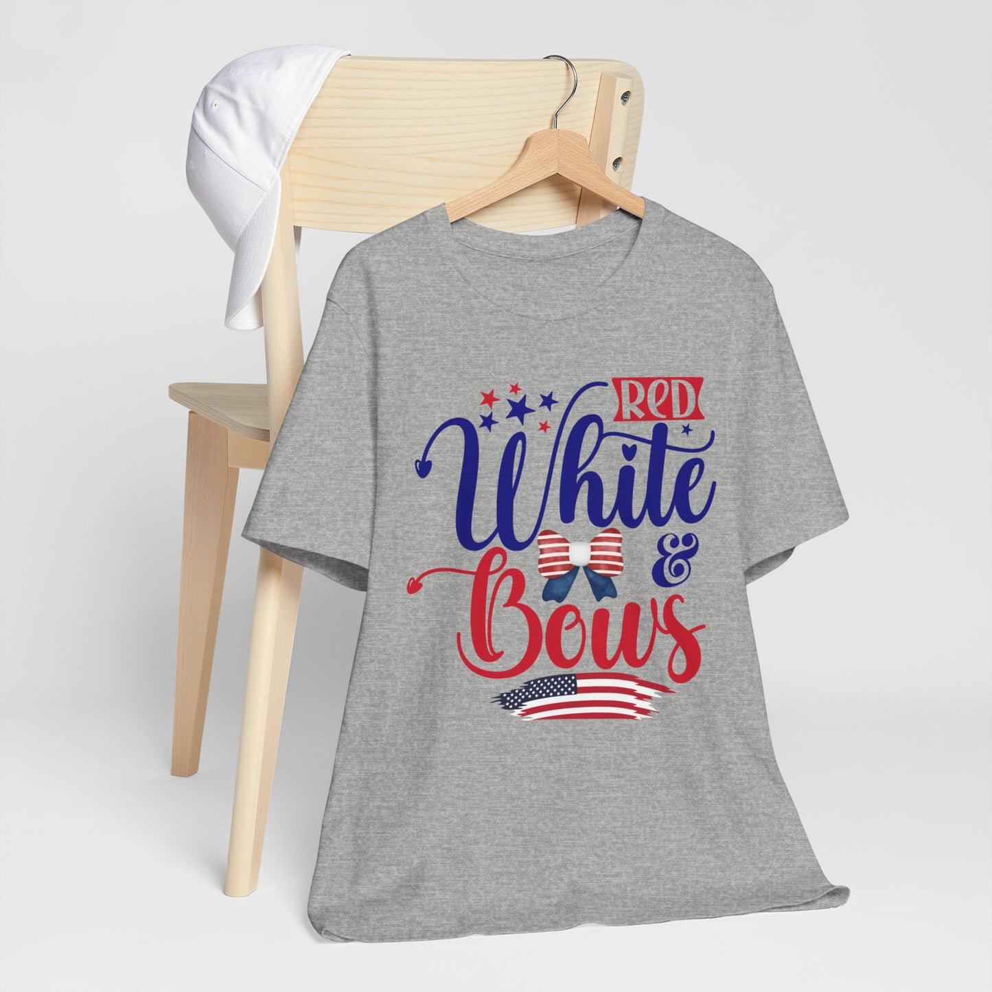 4th of July T-Shirt, Red White & Bows T-Shirt, Fourth of July unisex jersey short sleeve.