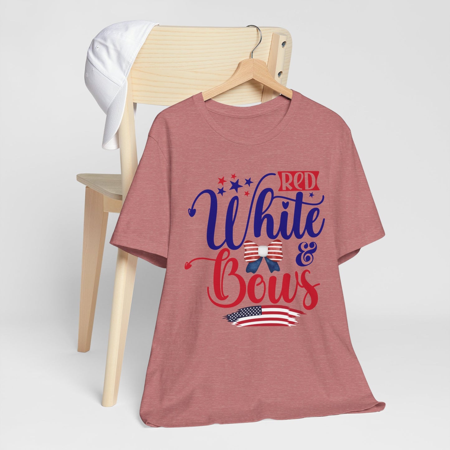 4th of July T-Shirt, Red White & Bows T-Shirt, Fourth of July unisex jersey short sleeve.