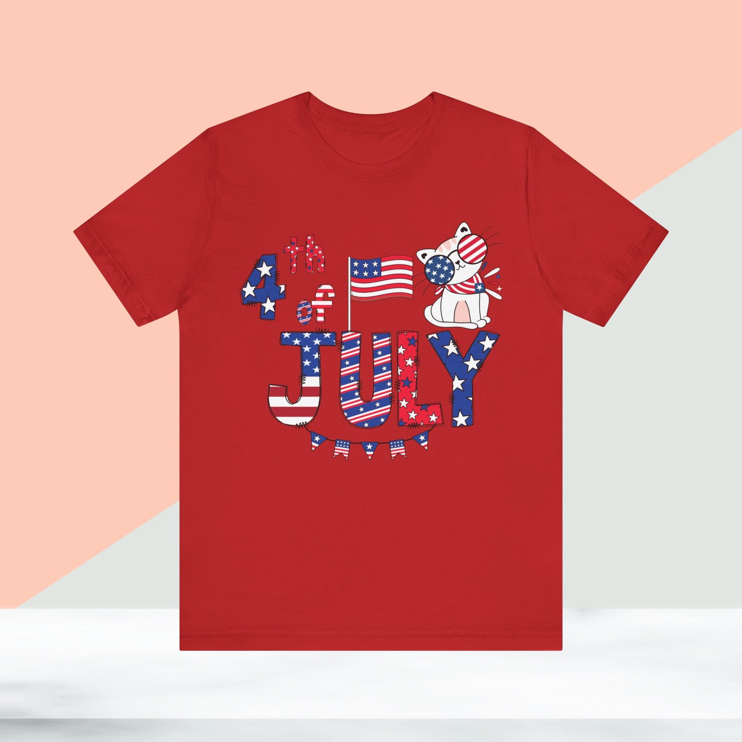 4th of July T-shirt, Red White Blue T-Shirt, Fourth of July unisex jersey short sleeve.