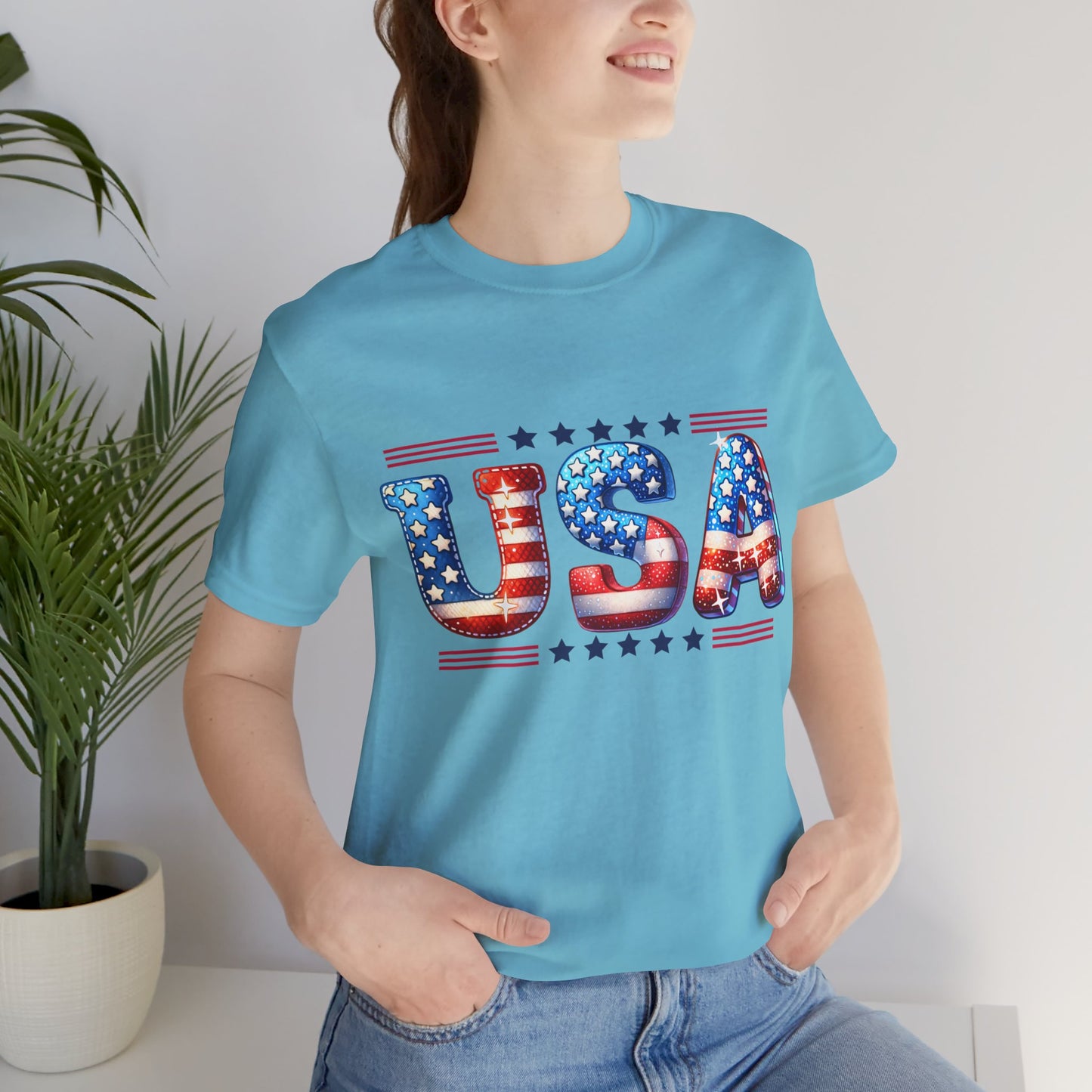 4th of July T-shirt, Sweet Land Of Liberty T-Shirt, Fourth of July unisex jersey short sleeve, America, Flag, Peace Love America. Proud To Be An American, Red White Blue.