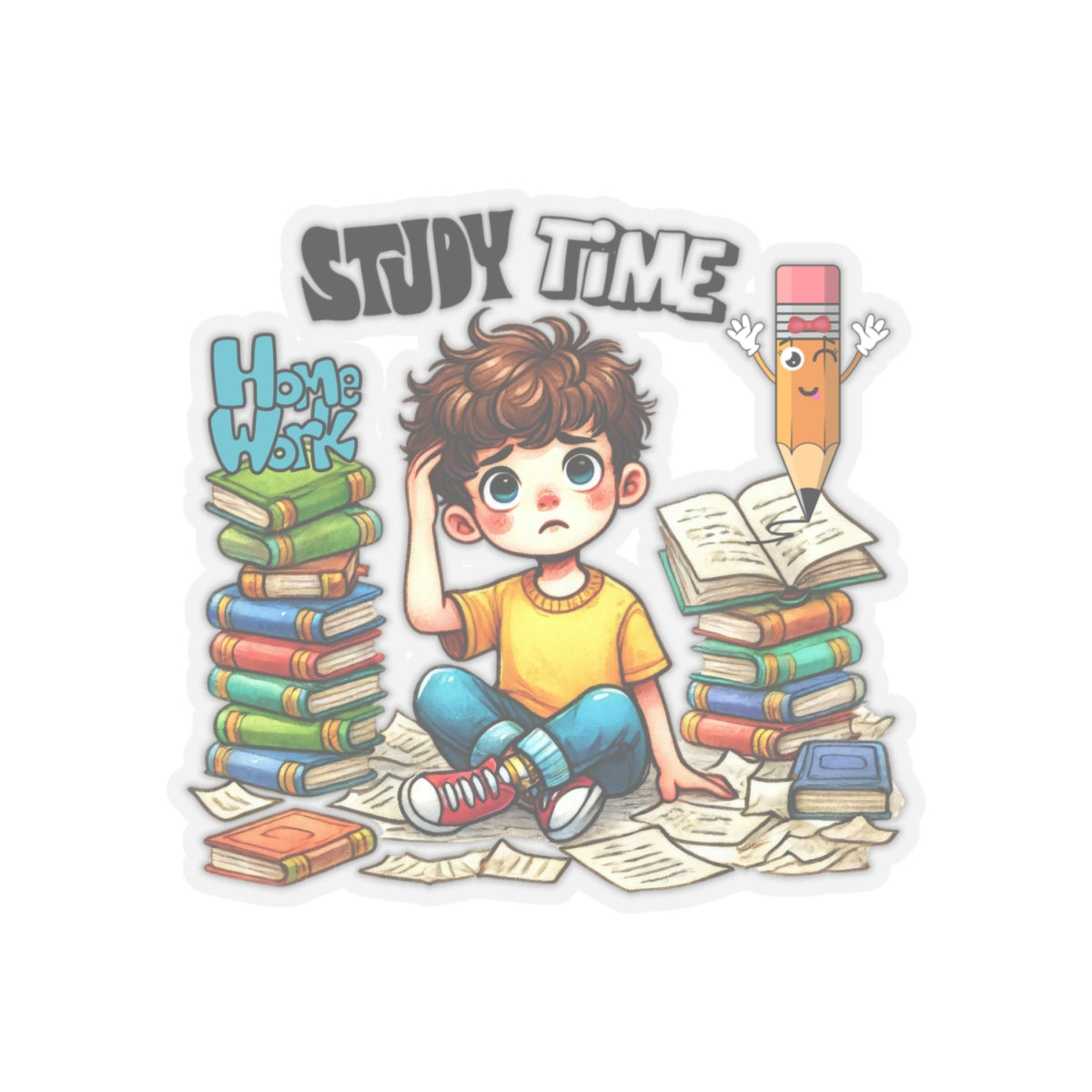 Study Time Back To School Kiss-Cut Stickers, First Grade Squad Kiss-Cut Stickers, Gift for First graders, Ready for School, Back to Learning.