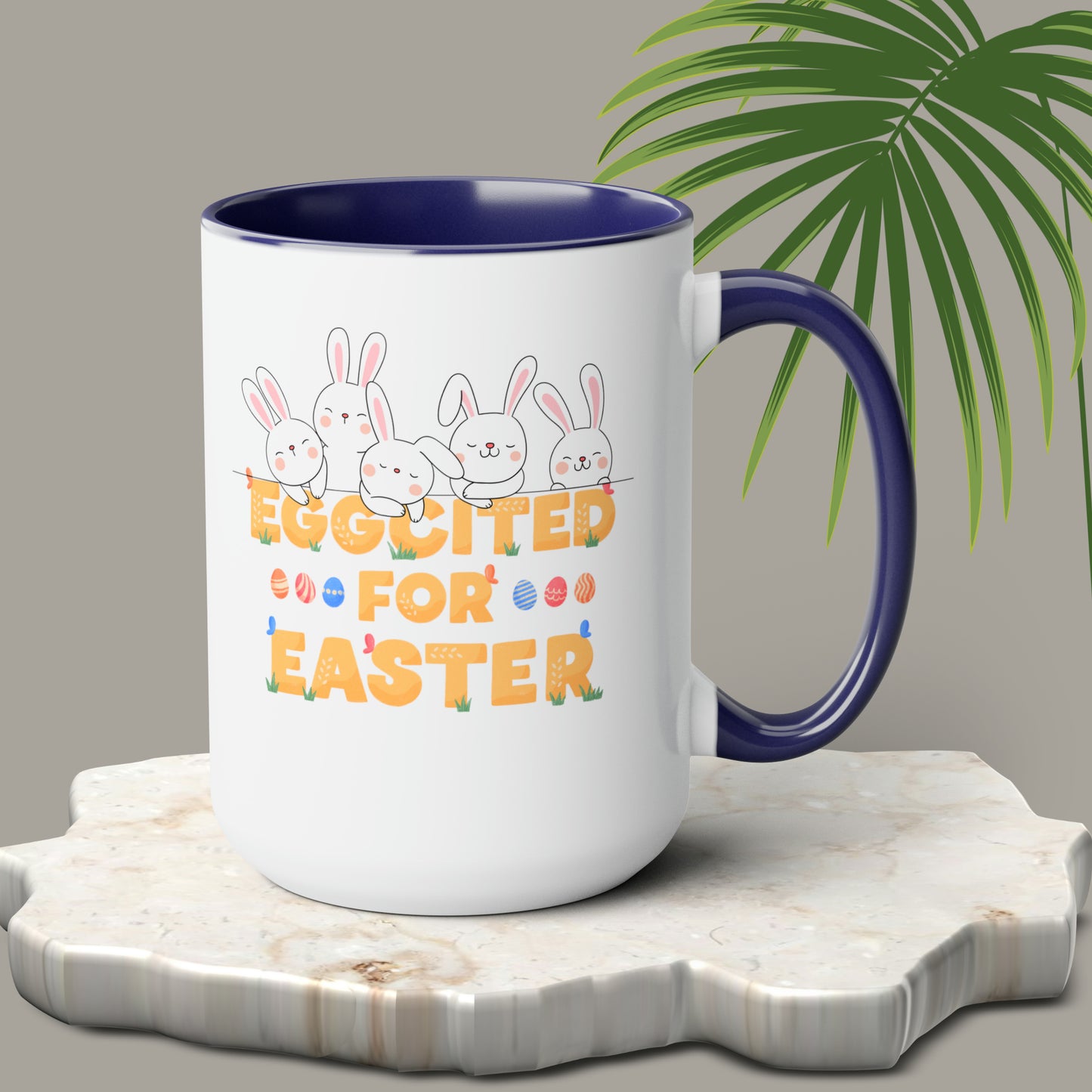 Eggcited For EasterTwo-Tone Coffee Mugs, 15oz