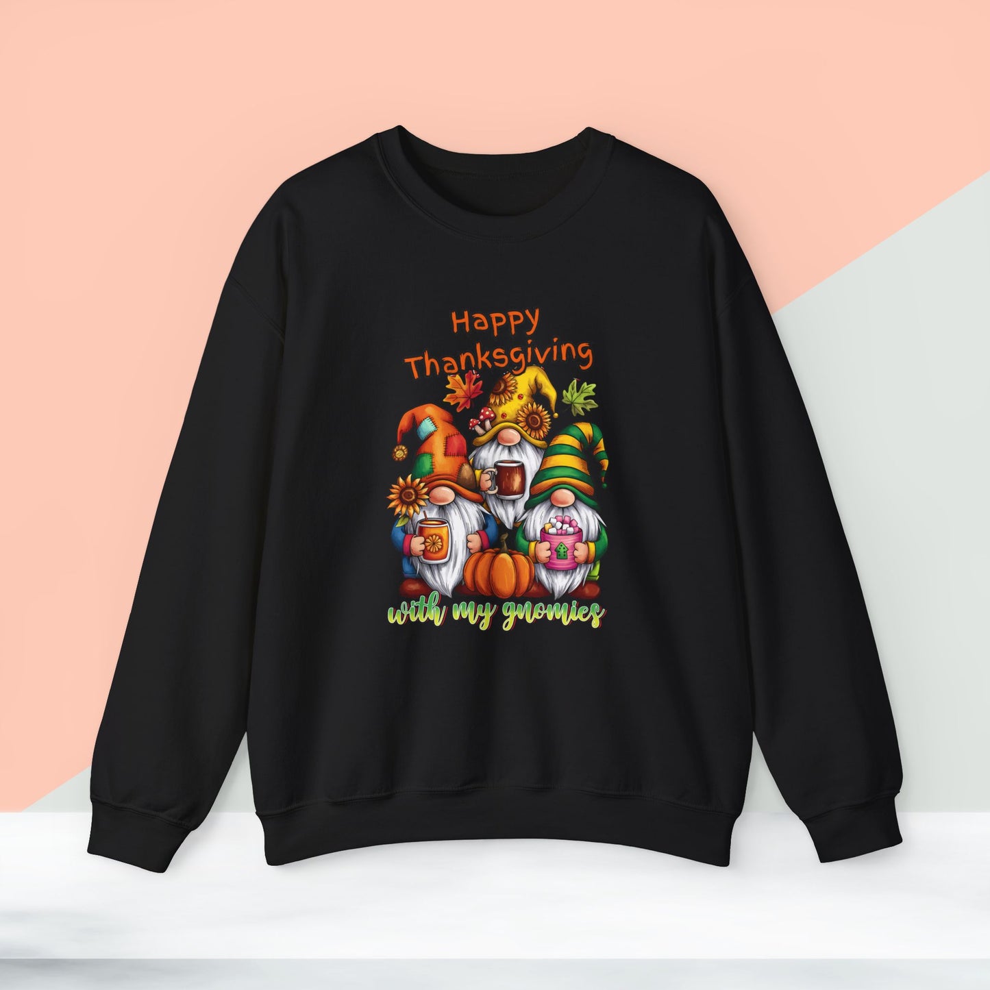 Happy Thanksgiving  With My Gnomies Sweatshirt, HappyThanksgiving Sweatshirt - Unisex Heavy Blend, Happy Thanksgiving2024 Sweatshirt, Thanksgiving Gift, Festive Sweatshirt.