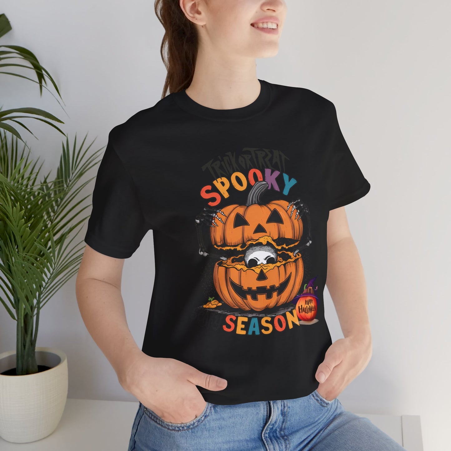 Spooky Scary Season T-shirt, Happy Halloween Skeleton T-shirt, Happy Halloween T-shirt, Trick Or Treat T-shirt, Halloween T-shirt, Cool Halloween T-shirt, Spooky T-shirt,