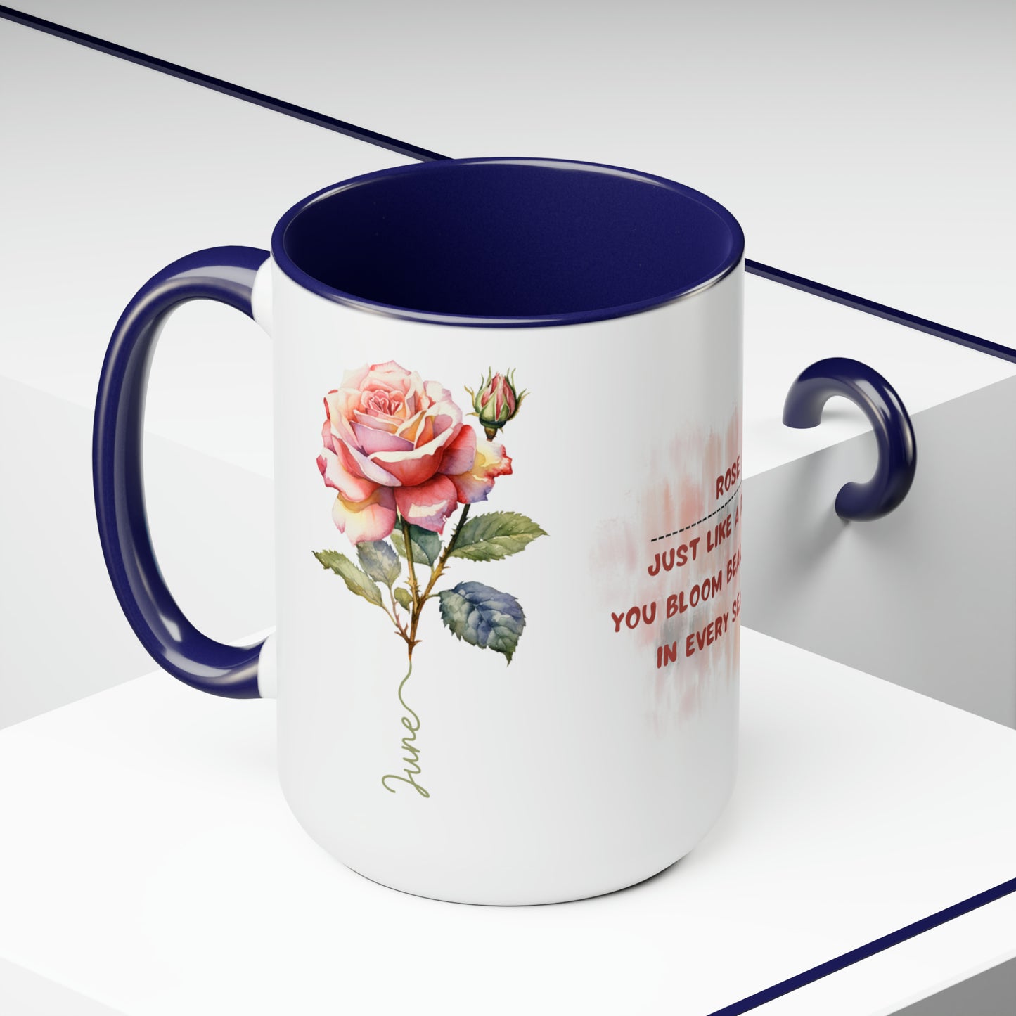 Birth Month flower Tow-Tone Coffee Mug.15oz, June Birth Month flower mug.