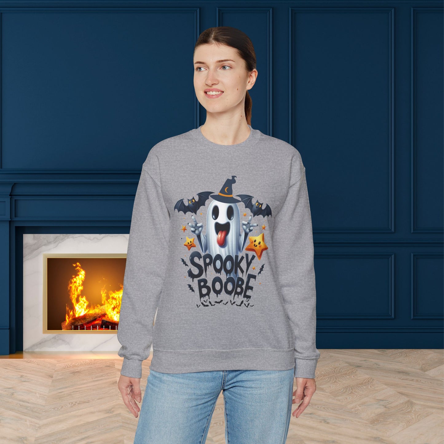 Spooky Halloween Sweatshirt - Unisex Heavy Blend Crewneck, halloween sweatshirt, cute spooky cat sweatshirt.