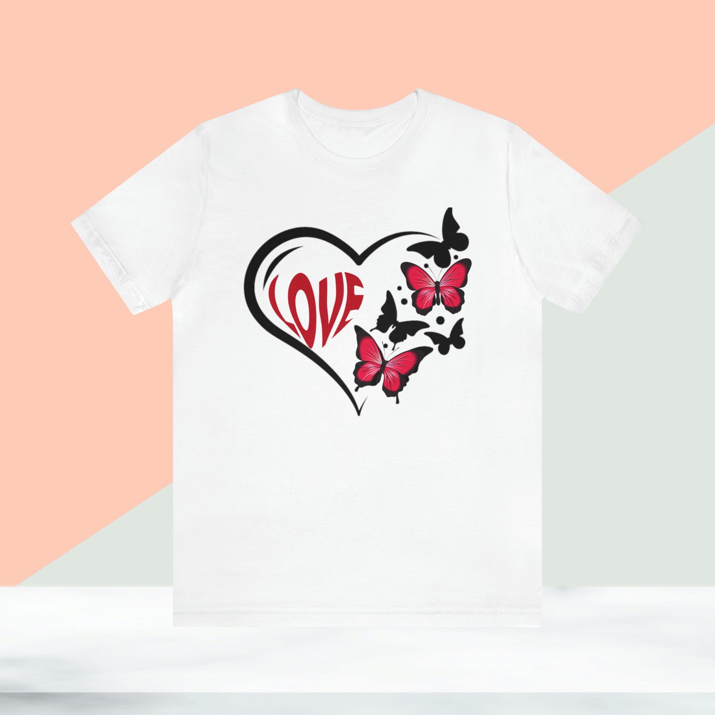 Happy valentines day butterfly heart shape Unisex Jersey Short Sleeve Tee