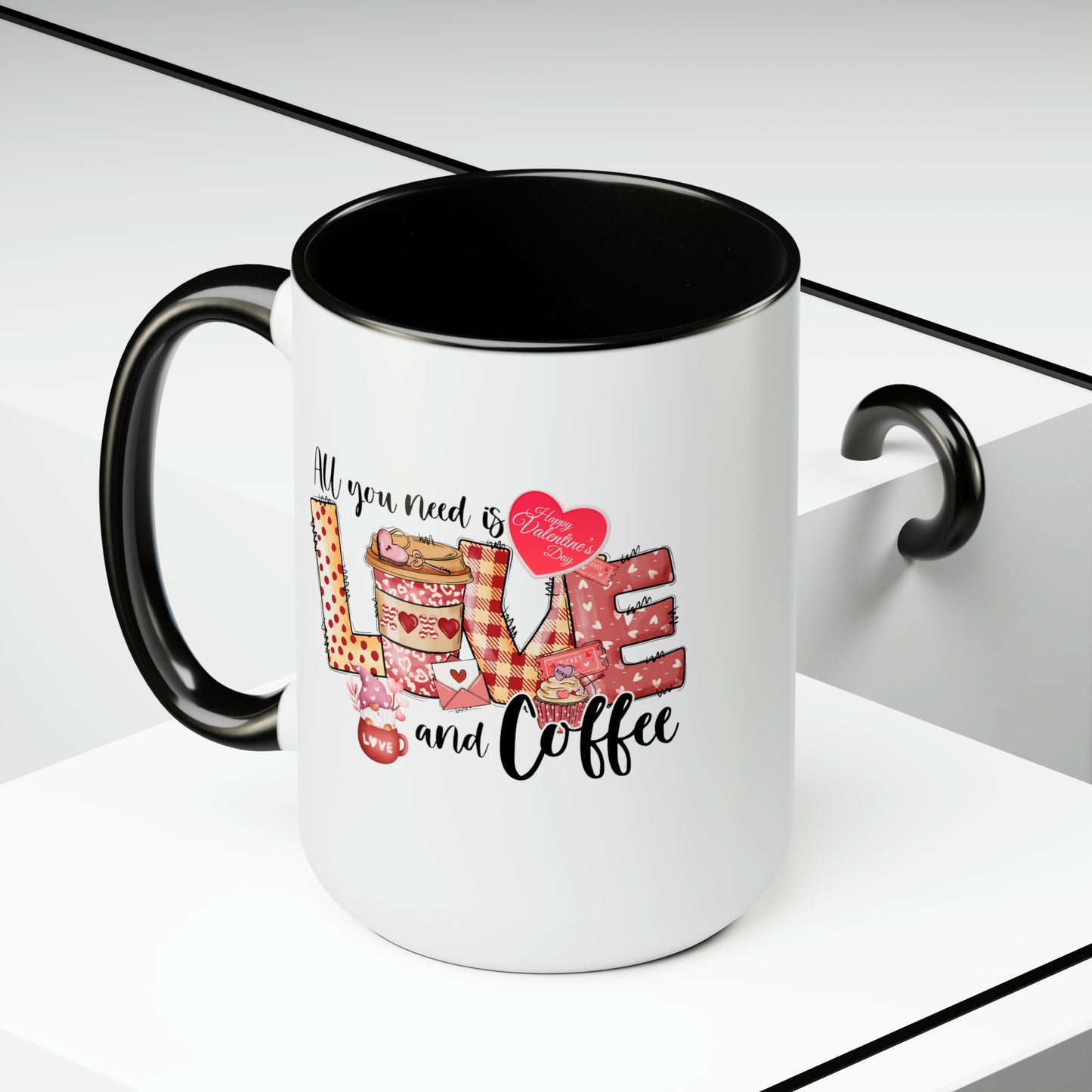 Happy valentines day Two-Tone Coffee Mugs, 15oz