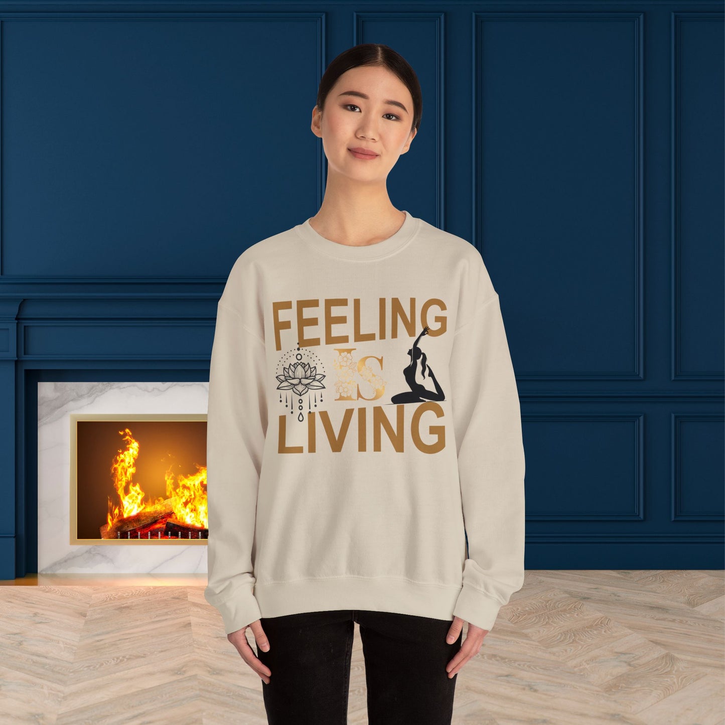 Feeling Is Living Yoga unisex heavy blend crewneck sweatshirt,Yoga workout Sweatshirt,Yoga lovers Sweatshirt, Yoga Instructor Gift, Gym Sweatshirt, Gift For Yoga lovers, Gift For Yogi.