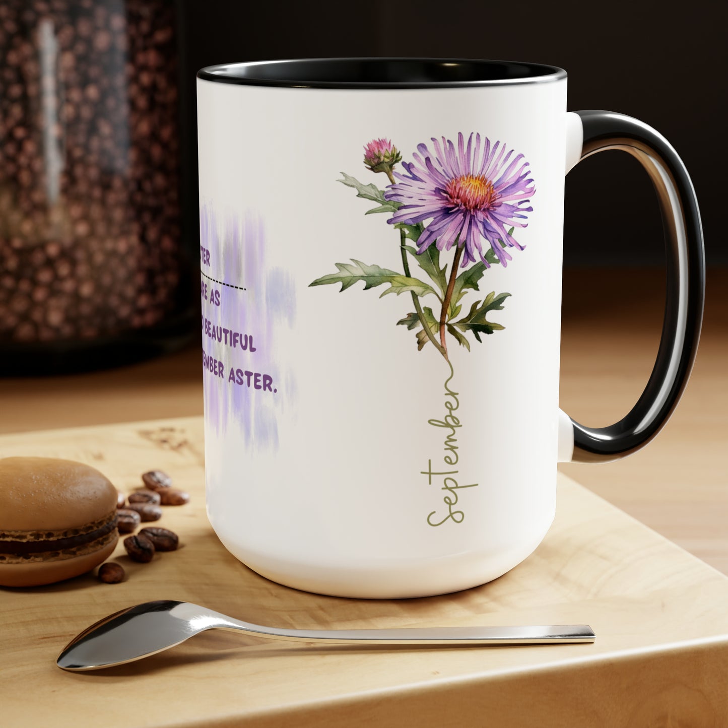 September Birth Month Flower Two-Tone Coffee Mugs, 15oz, Birth Month Flower mug.