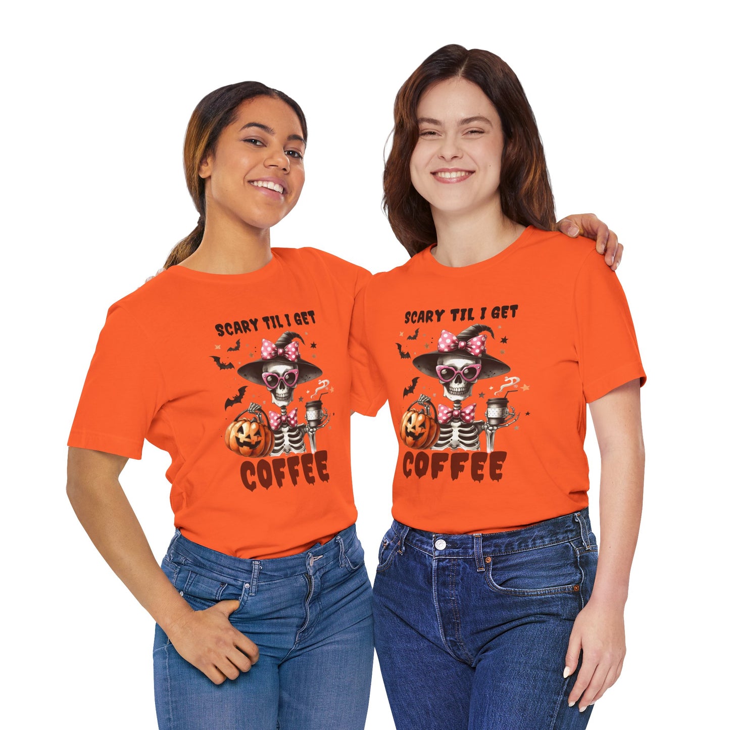 Scary Til I Get Coffee Halloween T-shirt, Happy Halloween T-shirt, Trick Or Treat T-shirt, Halloween T-shirt, Cool Halloween T-shirt, Spooky T-shirt,