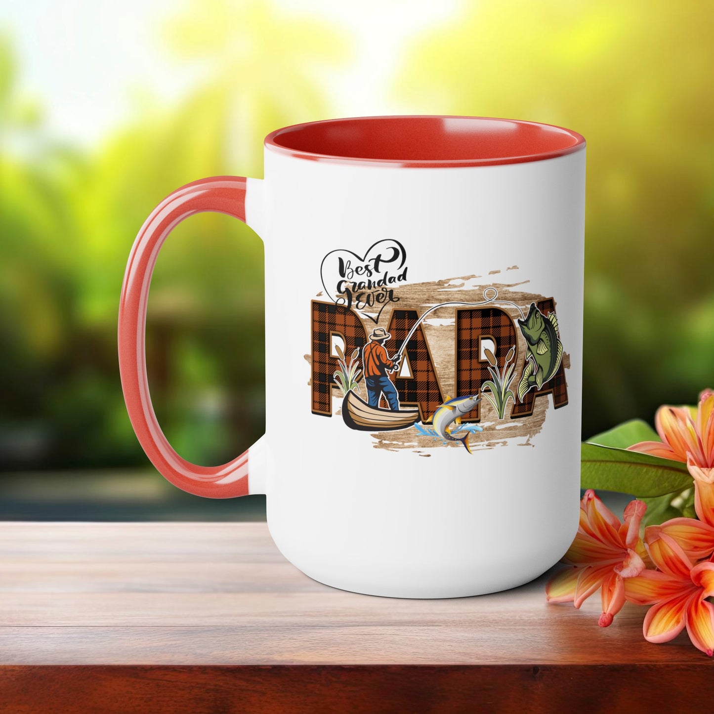 Happy father's dayTow-Tone Coffee Mug.15oz, Gift for Papa, Coffee Mug For Papa.