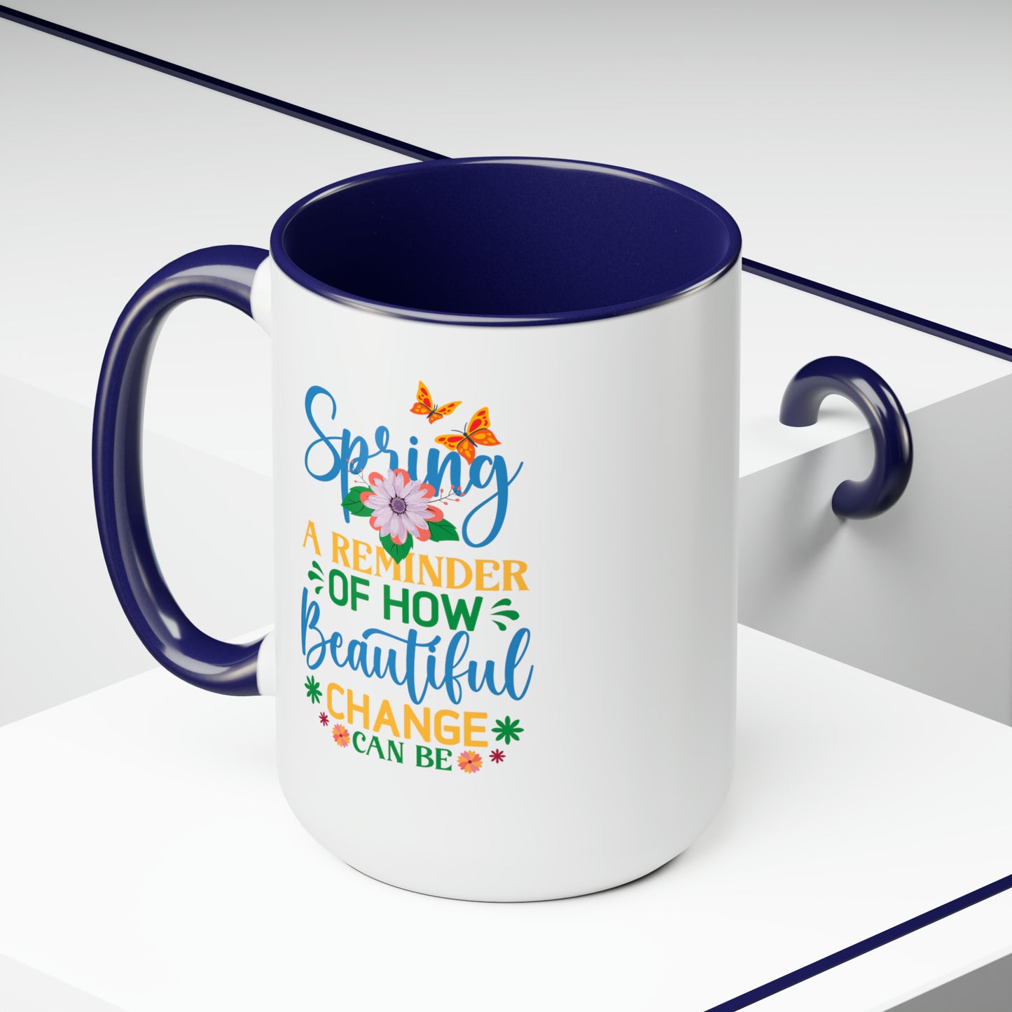 Spring Time Two-Tone Coffee Mugs, 15oz