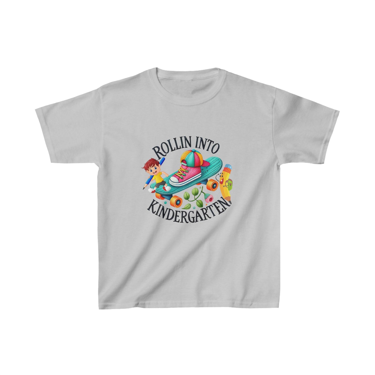 Rolling Into Kindergarten Back To School Kids Heavy Cotton™ Tee, Back to school Kids Shirt, 1st Day Of School Shirt, Back To School Cotton T-Shirt.