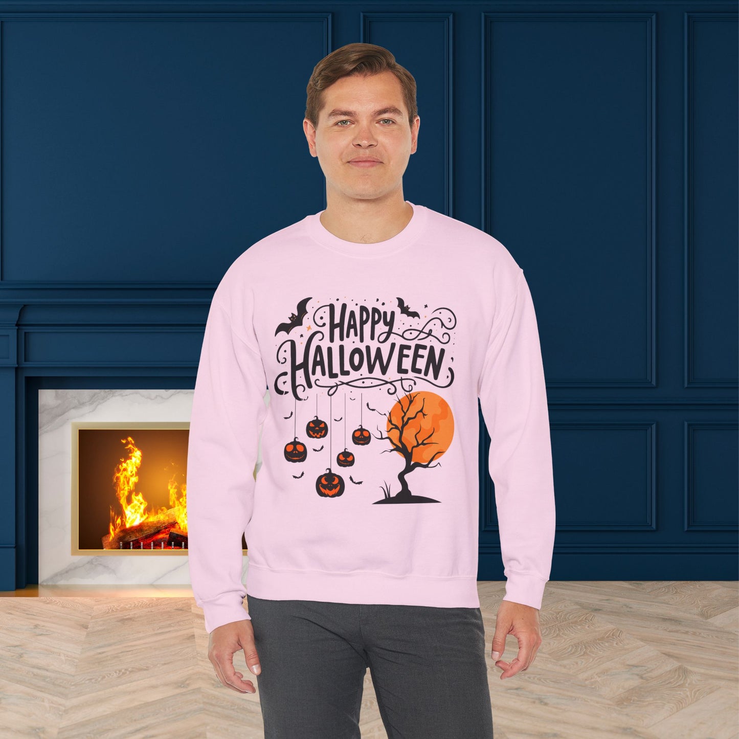 Happy halloween Sweatshirt - Unisex Heavy Blend Crewneck, halloween sweatshirt, cute spooky cat sweatshirt.