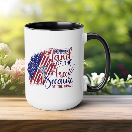 Happy 4th Of July Two -Tone Coffee Mug.15oz.