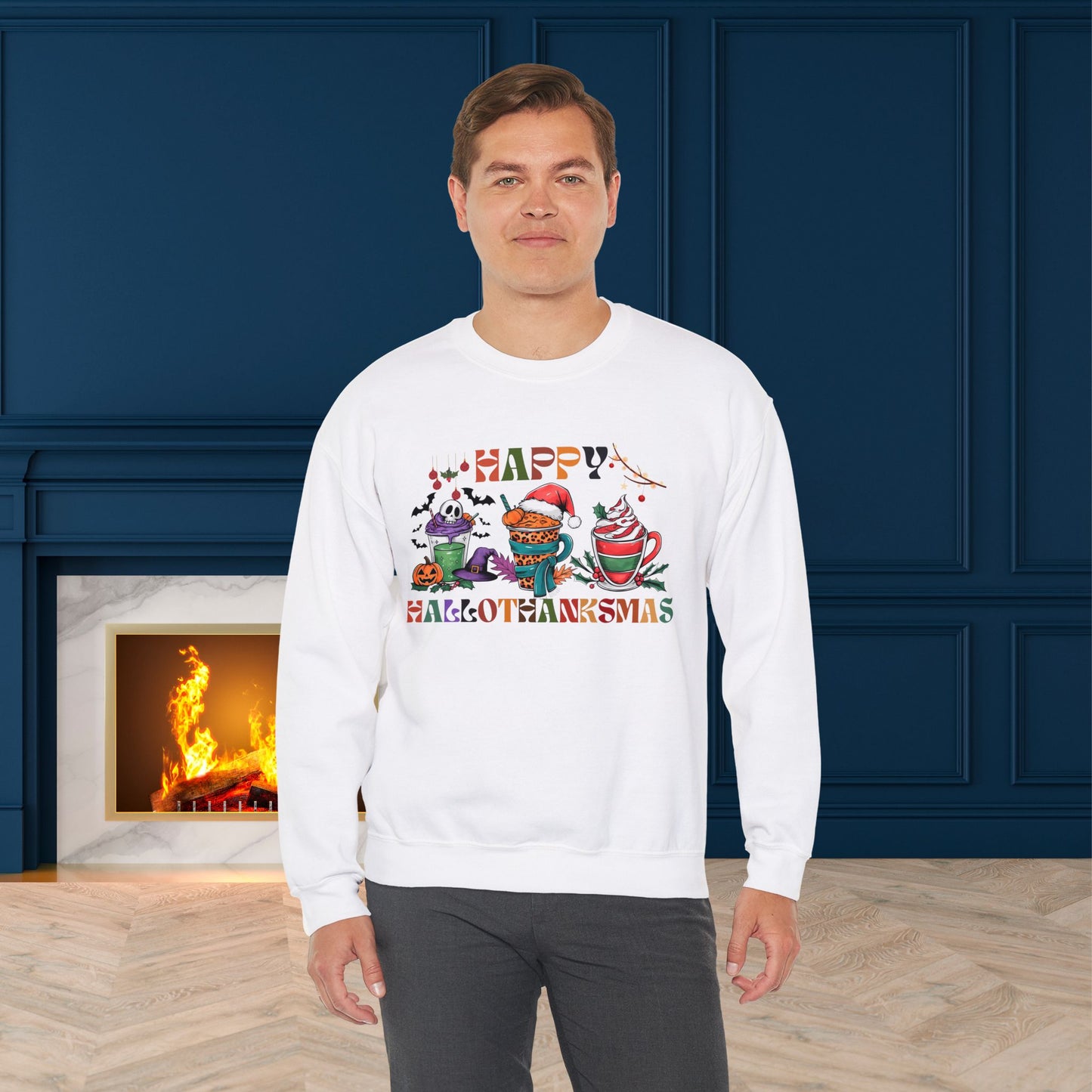 Happy Hellothanksmas Sweatshirt, HappyThanksgiving Sweatshirt - Unisex Heavy Blend, Happy Thanksgiving2024 Sweatshirt, Thanksgiving Gift, Festive Sweatshirt.