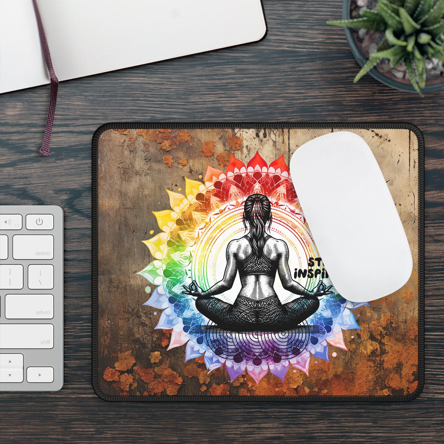 Stay Inspired Yoga Mouse Pad, Cute Yoga Mouse Pad, Mindful Yoga Gift, Yoga lover Mouse Pad, Yoga Instructor Gift, Gift For Yoga lovers, Gift For Yogi.