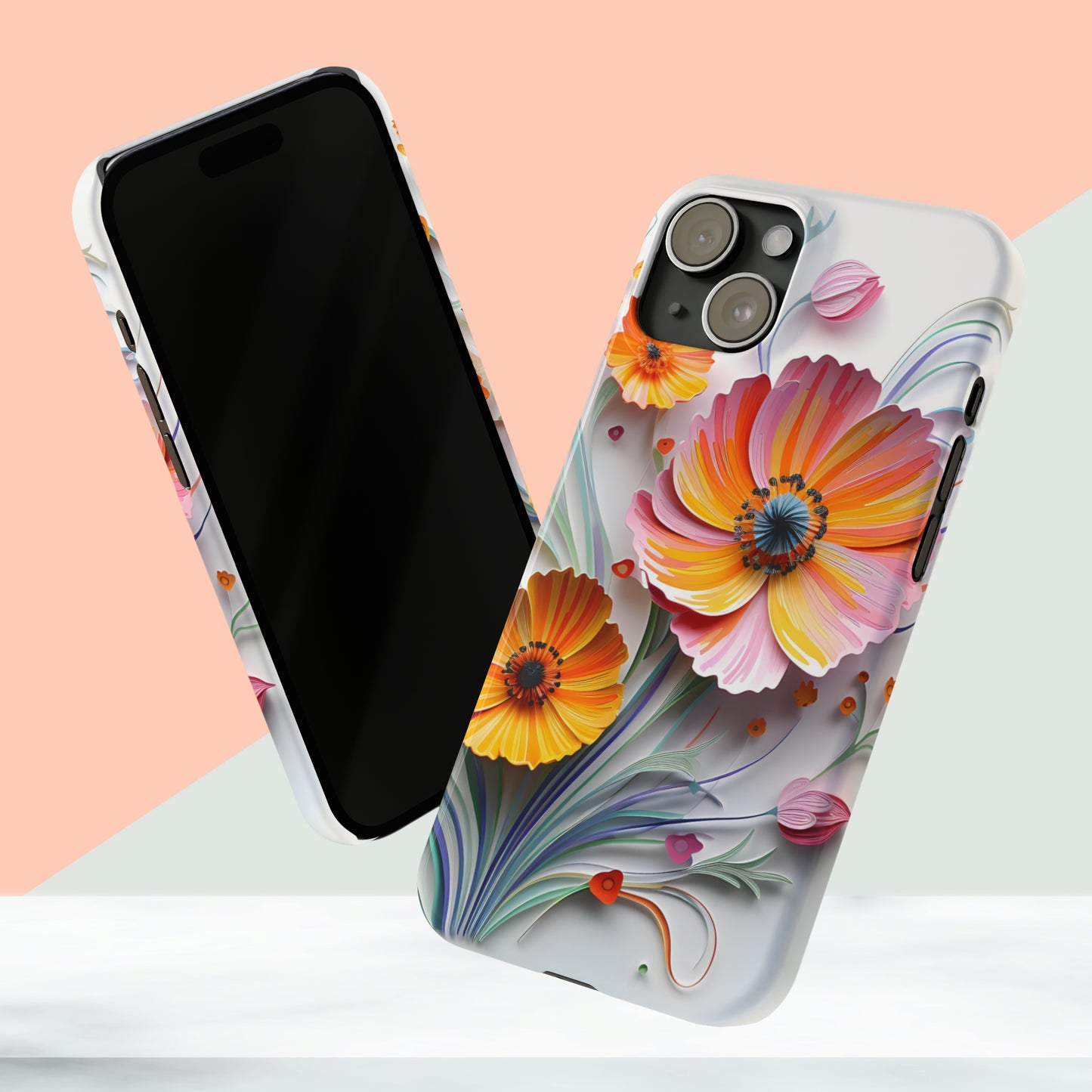 3D Flower Paper art iPhone 15 Phone Cases.