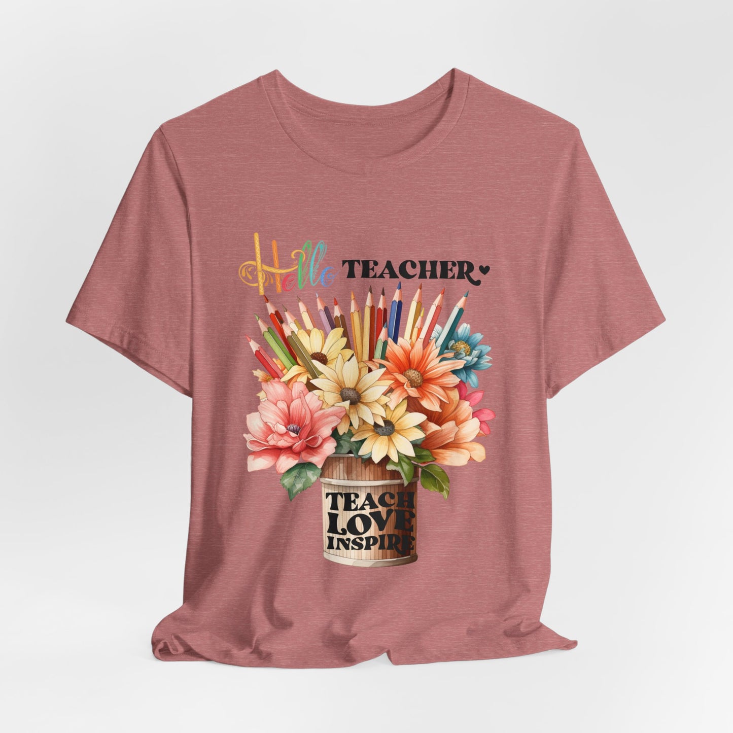 Hello Teacher T-Shirt, Back To School T-Shirt, Teach Love Inspire Teacher Shirt, Teacher Back To school unisex jersey short sleeve.First Day Vibes T-Shirt.