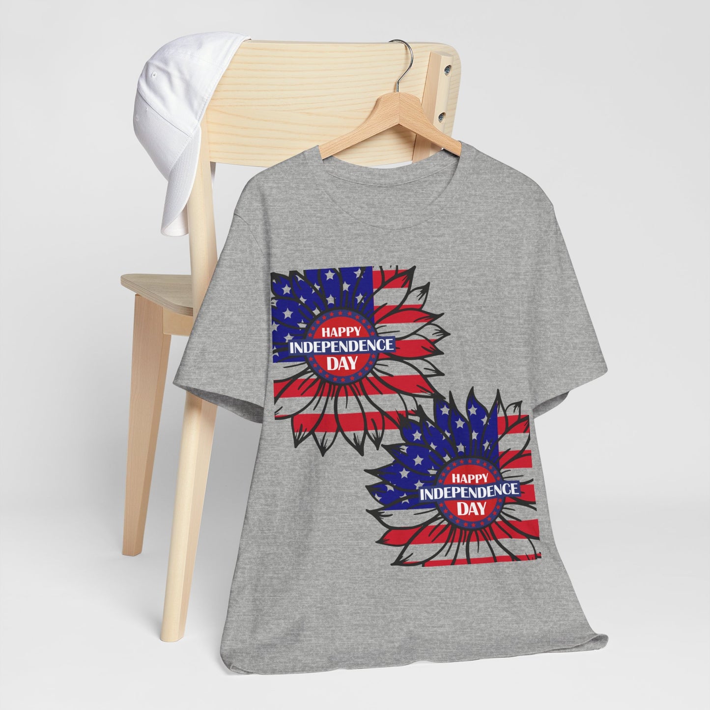 4th of July T-Shirt, Happy Independence Day Sunflower T-Shirt, Fourth of July unisex jersey short sleeve.