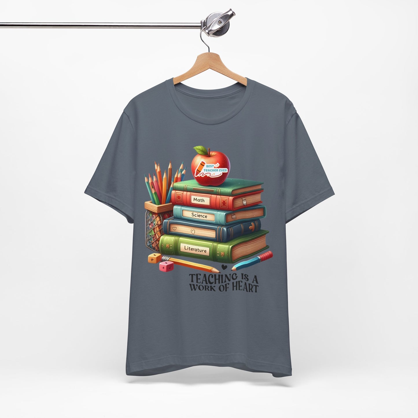 Teaching Is A Work Of Heart T-shirt, Hello Teacher T-Shirt, Back To School T-Shirt, Teach Love Inspire Teacher Shirt, Teacher Back To school unisex jersey short sleeve.First Day Vibes T-Shirt.