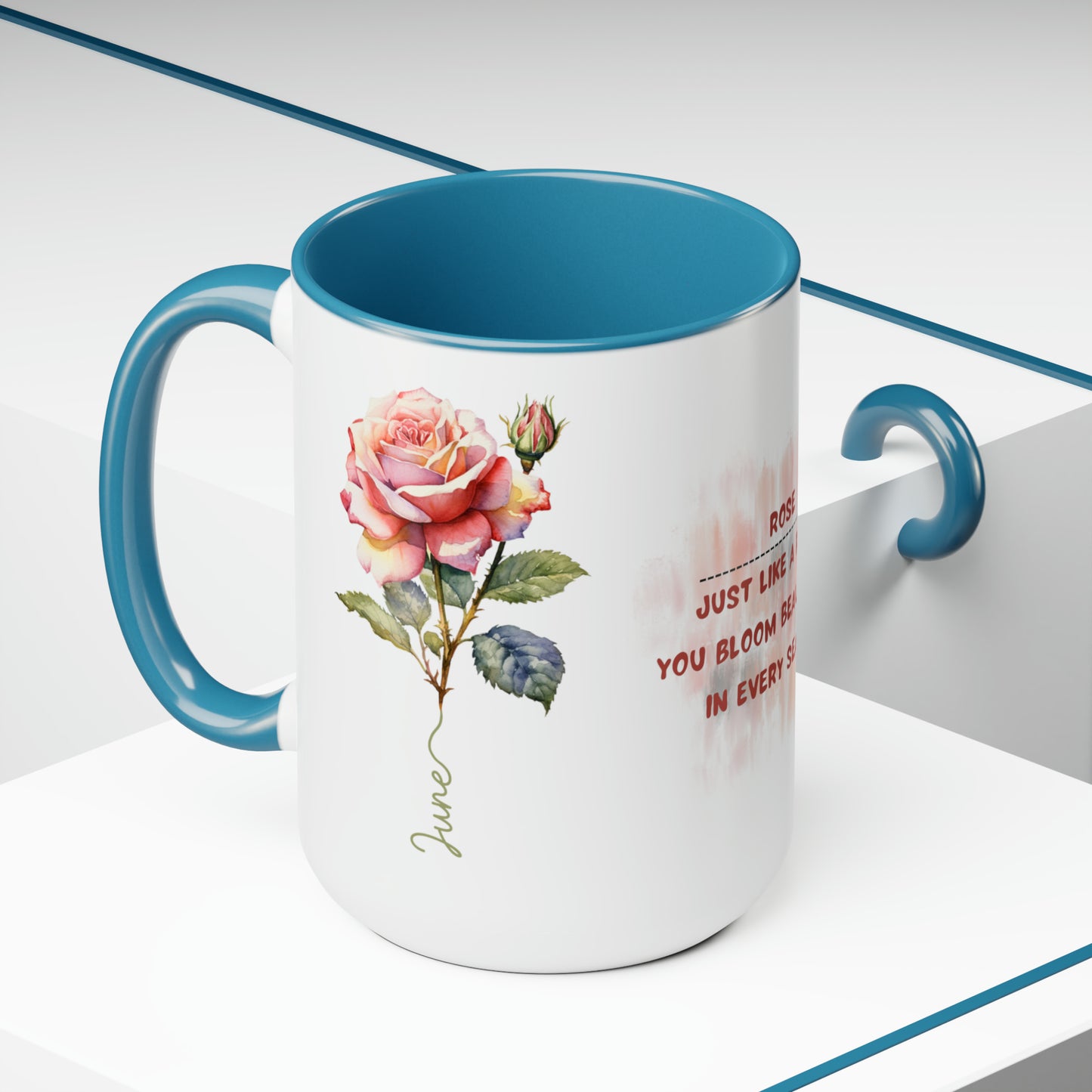 Birth Month flower Tow-Tone Coffee Mug.15oz, June Birth Month flower mug.