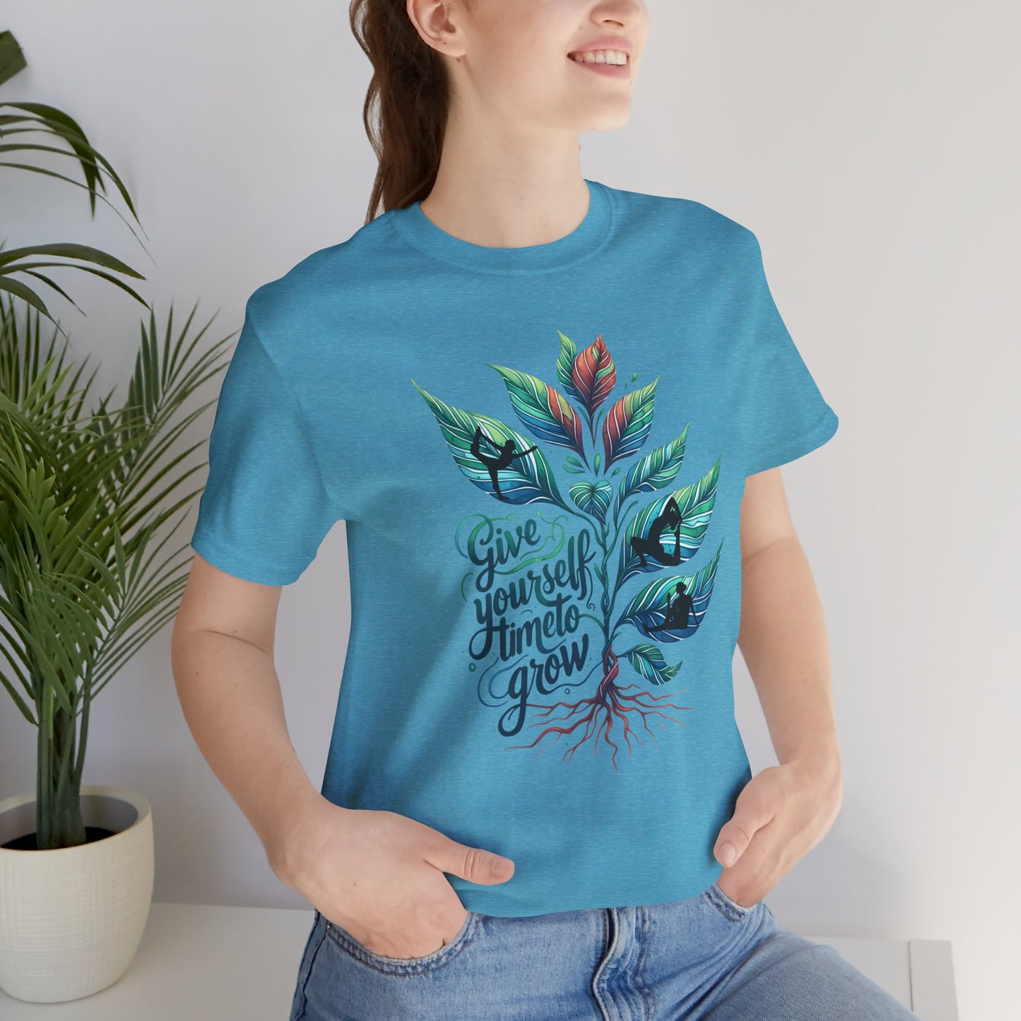 Give Yourself Time To grow Yoga T-Shirt, Cute Yoga workout Shirt, Yoga lovers T-shirt, Yoga Instructor Gift, Gym shirt, Gift For Yoga lover, Gift For Yogi.