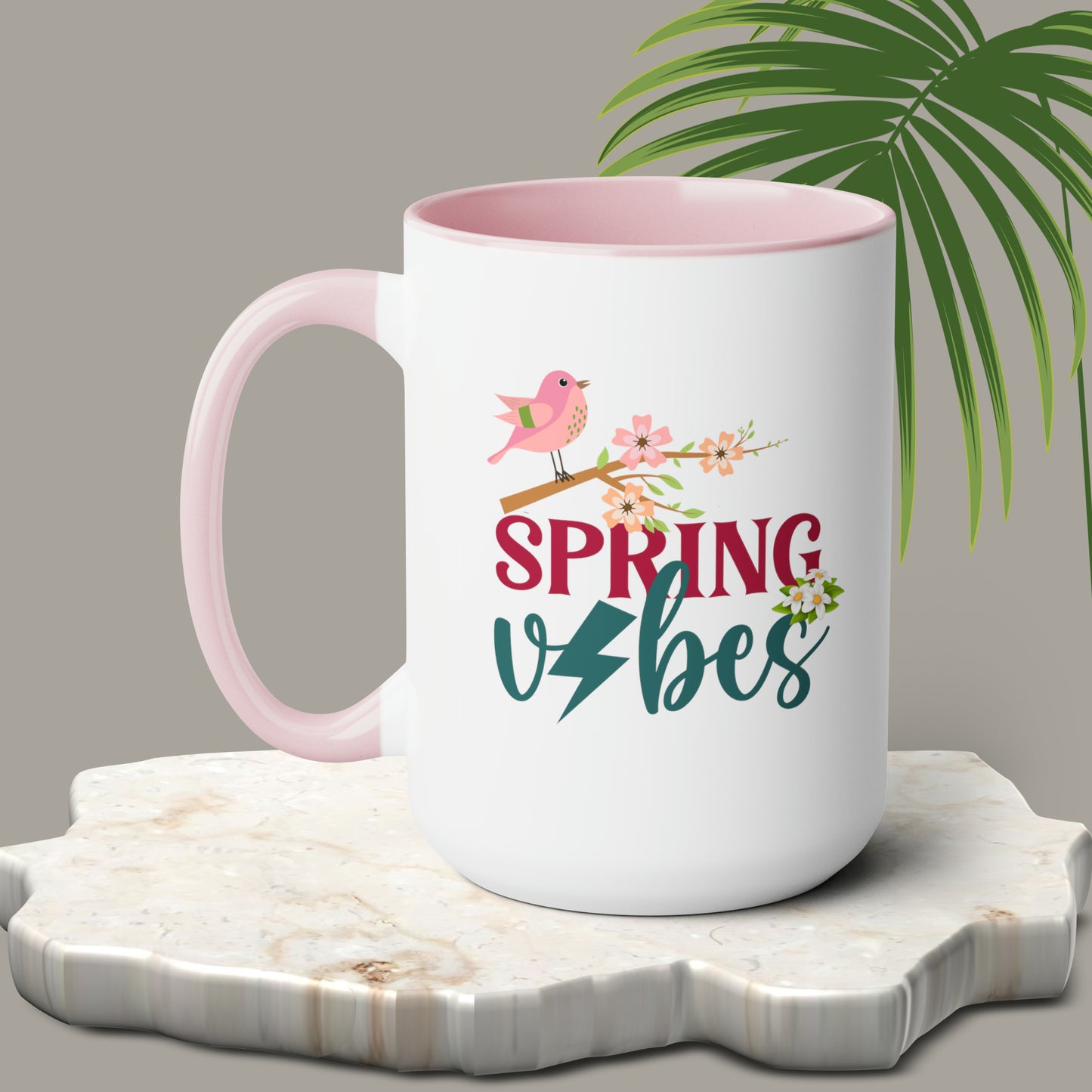 Spring Vibes Trendy two-Tone Coffee Mugs, 15oz