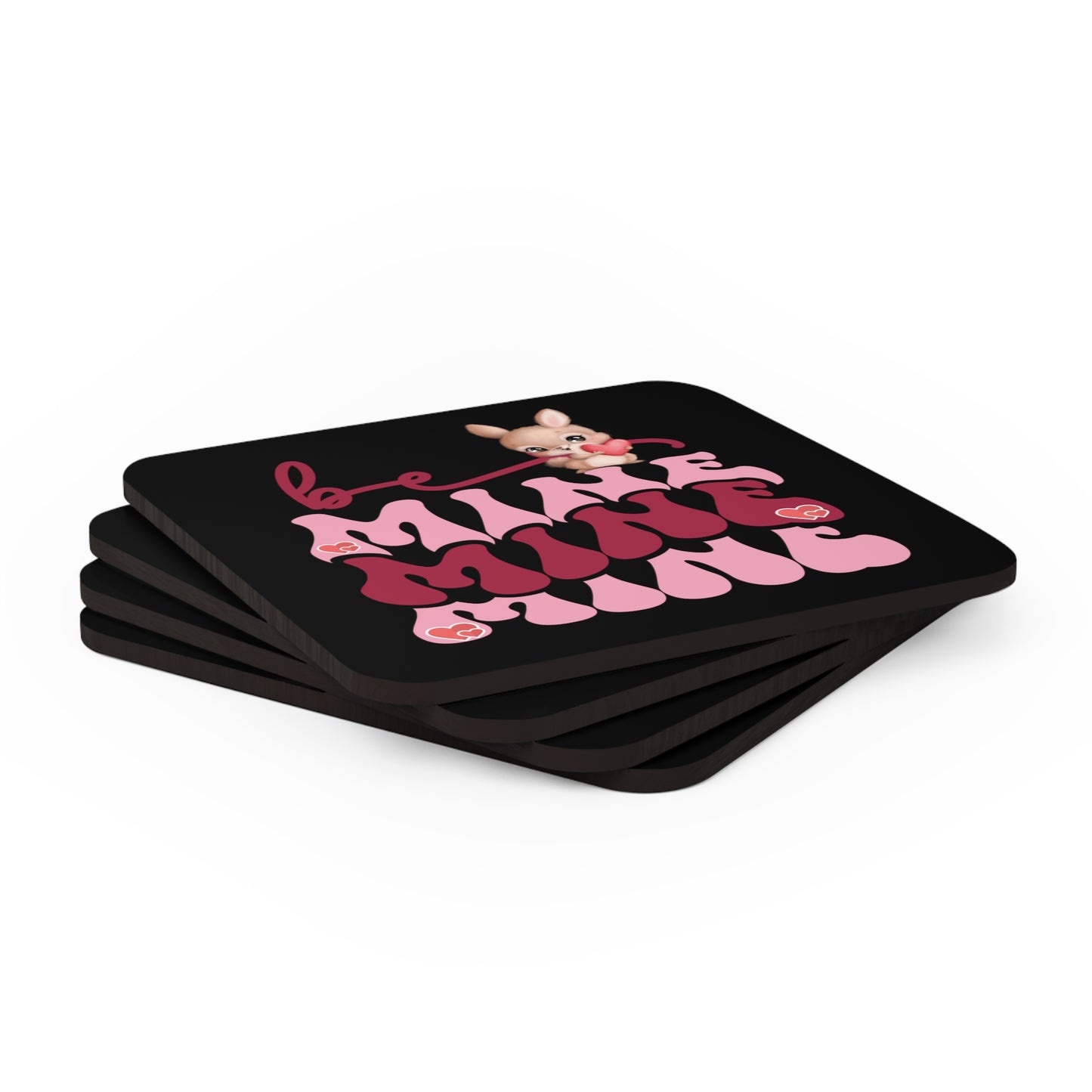 Happy Valentines Day Corkwood Coaster Set