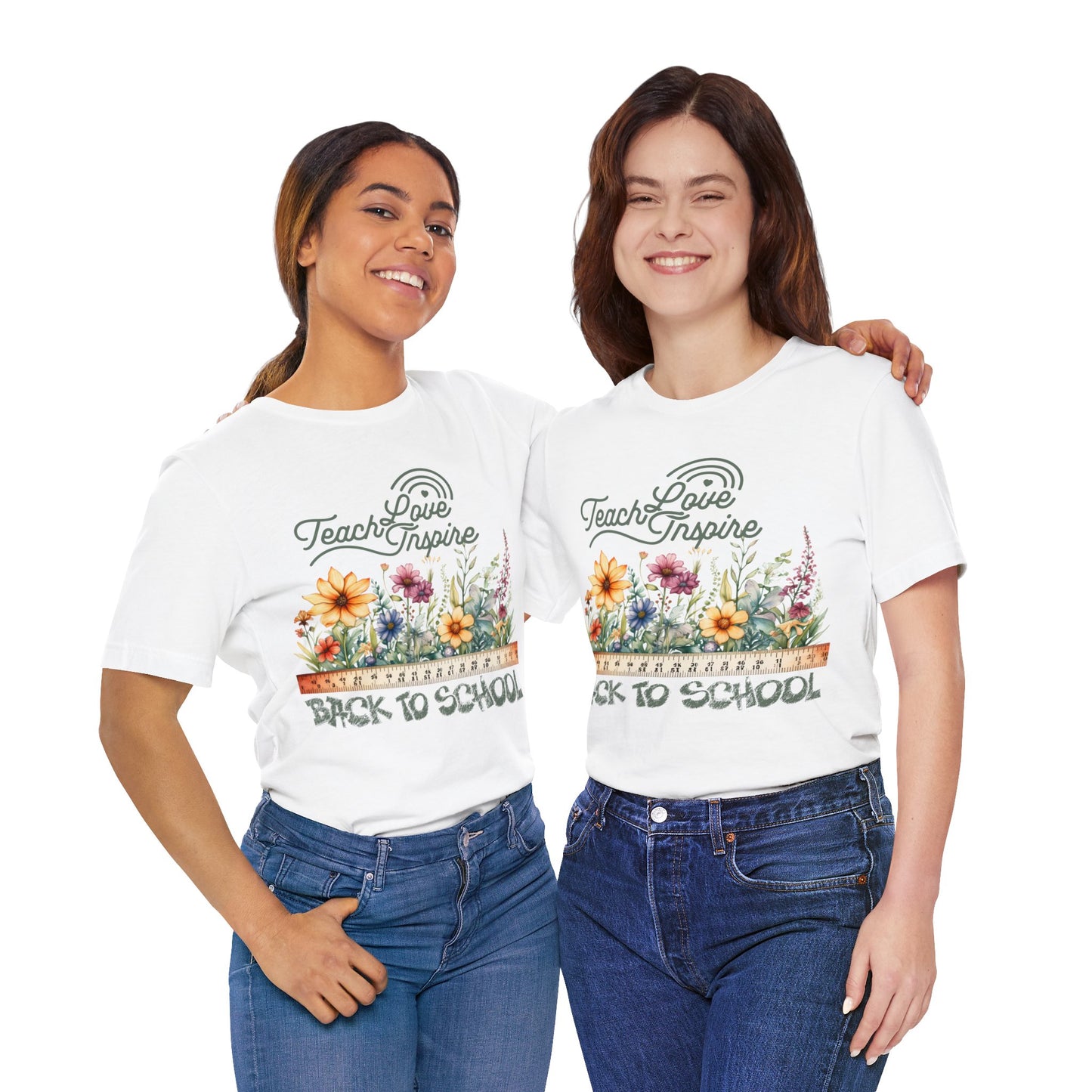 Love Teach Inspire T-Shirt, Back To School T-Shirt, Teacher Back To school unisex jersey short sleeve.First Day Vibes T-Shirt.