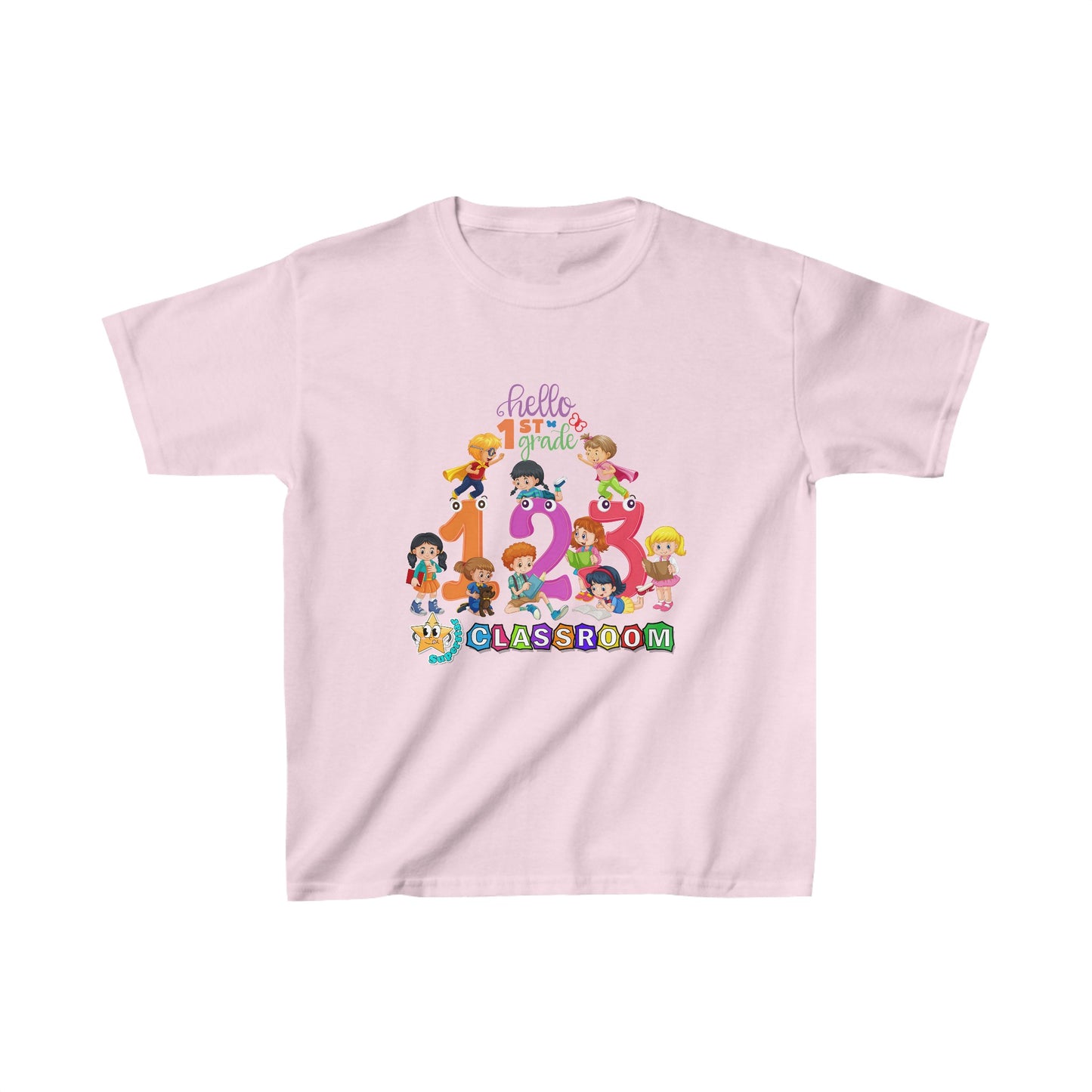 Hello First Grade Back To School Kids Heavy Cotton™ Tee, Back to school Kids Shirt, 1st Day Of School Shirt, Back To School Cotton T-Shirt.