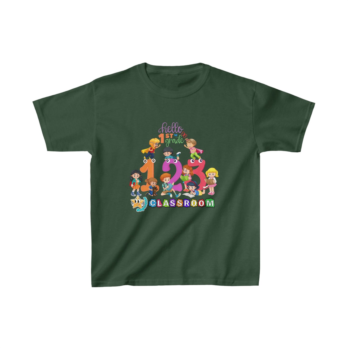 Hello First Grade Back To School Kids Heavy Cotton™ Tee, Back to school Kids Shirt, 1st Day Of School Shirt, Back To School Cotton T-Shirt.