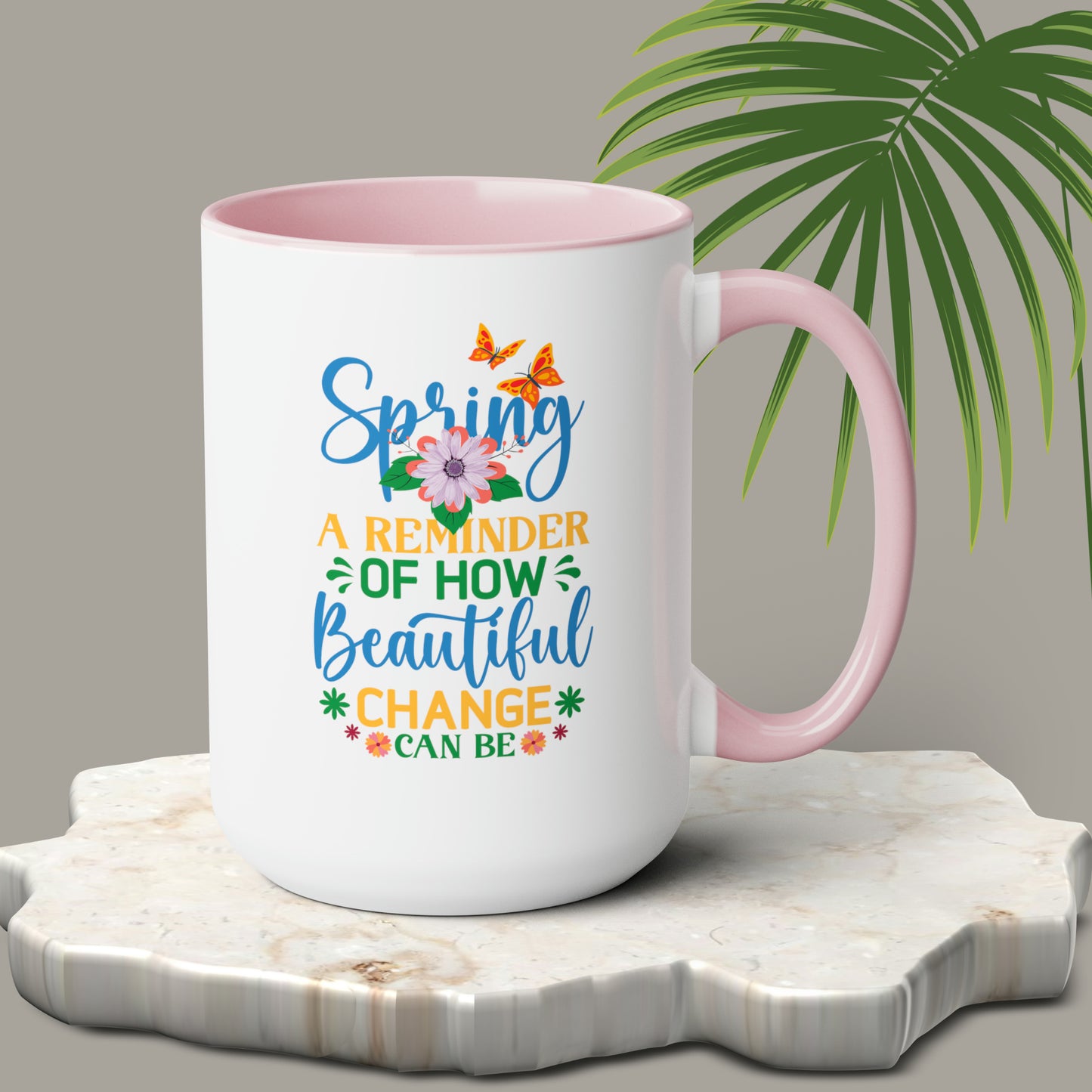 Spring Time Two-Tone Coffee Mugs, 15oz