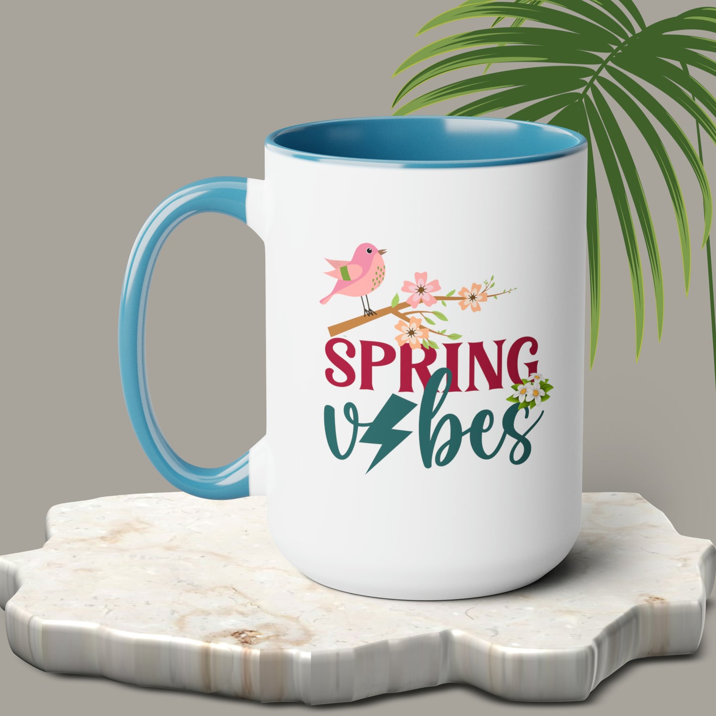 Spring Vibes Trendy two-Tone Coffee Mugs, 15oz