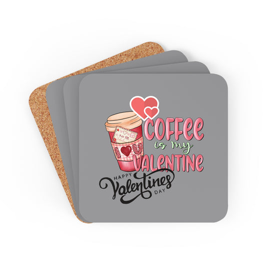 Happy Valentines Day Corkwood Coaster Set
