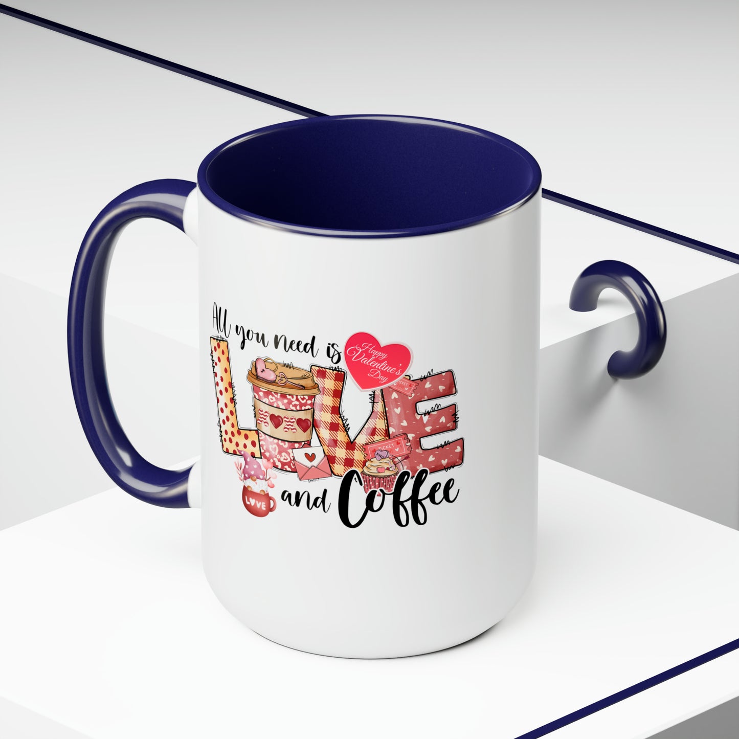 Happy valentines day Two-Tone Coffee Mugs, 15oz